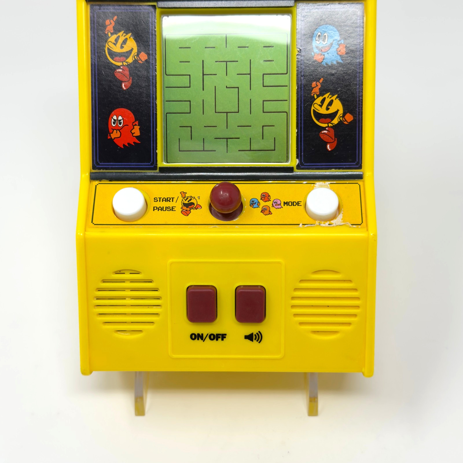 Pac-Man Mini Arcade Game Basic Fun Retro LCD Handheld Tested Working Yellow