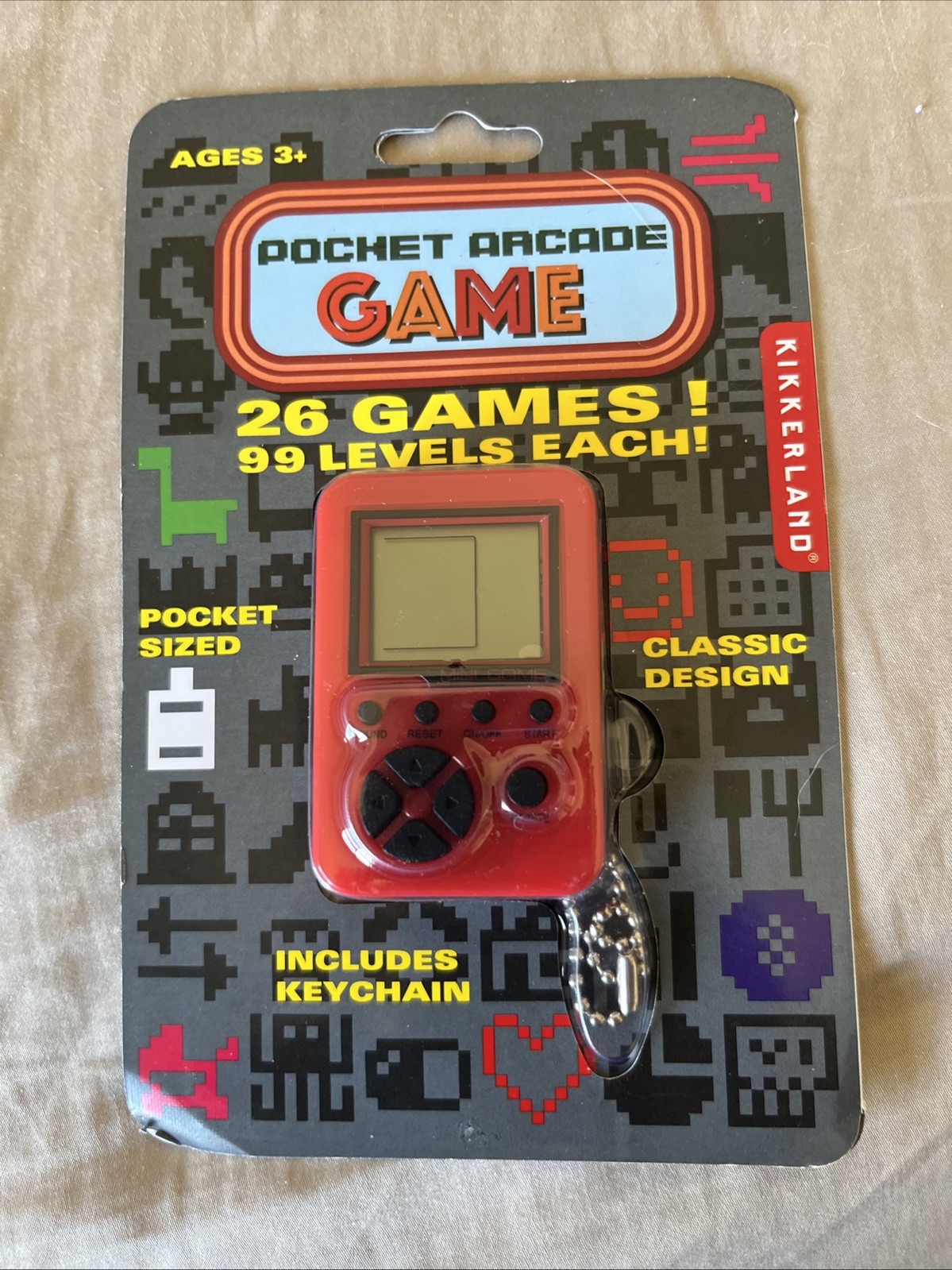 Kikkerland Pocket Arcade Game with 26 Games, 99 Levels Each