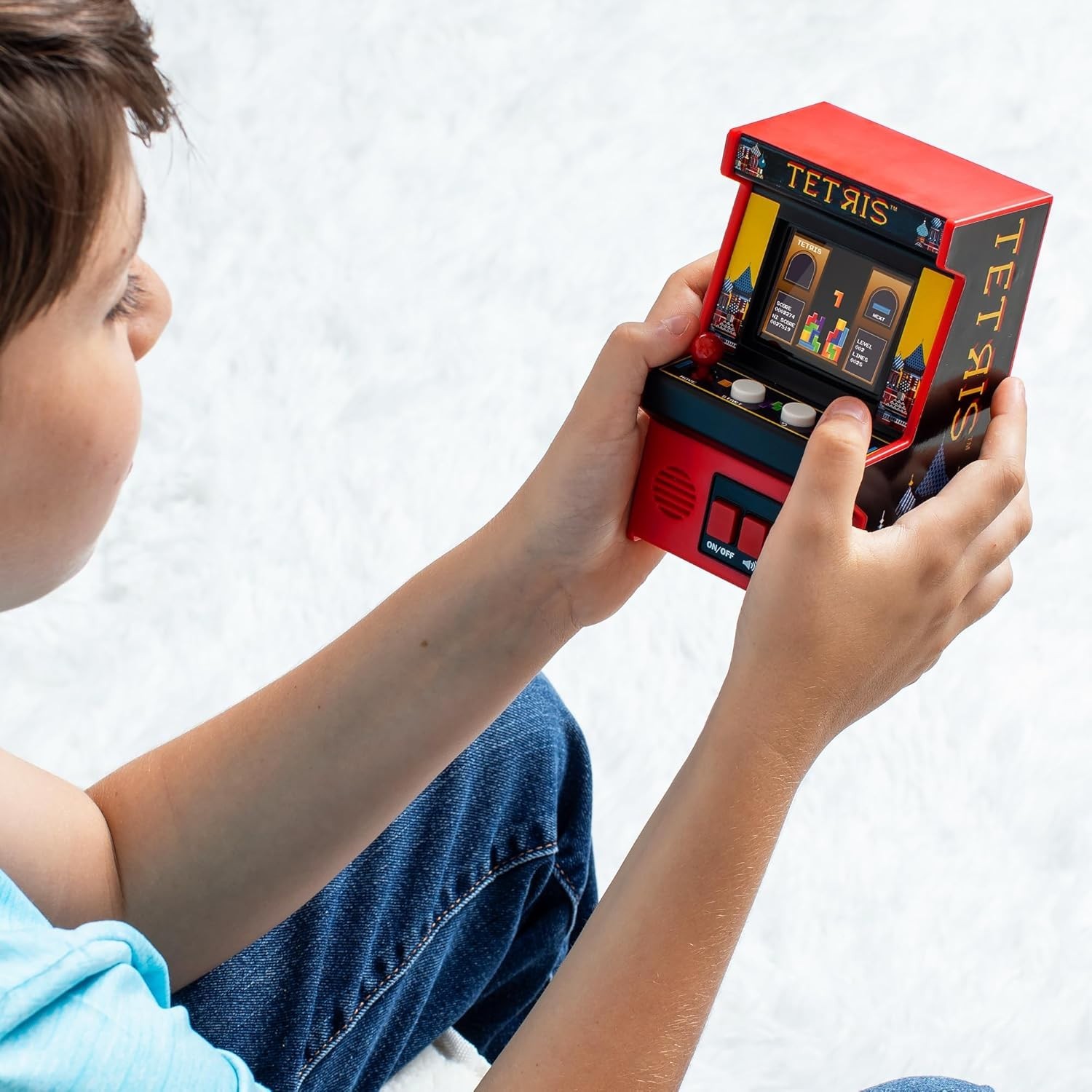 Miniature Arcade Game Console with Classic Gameplay and Easy Button Control