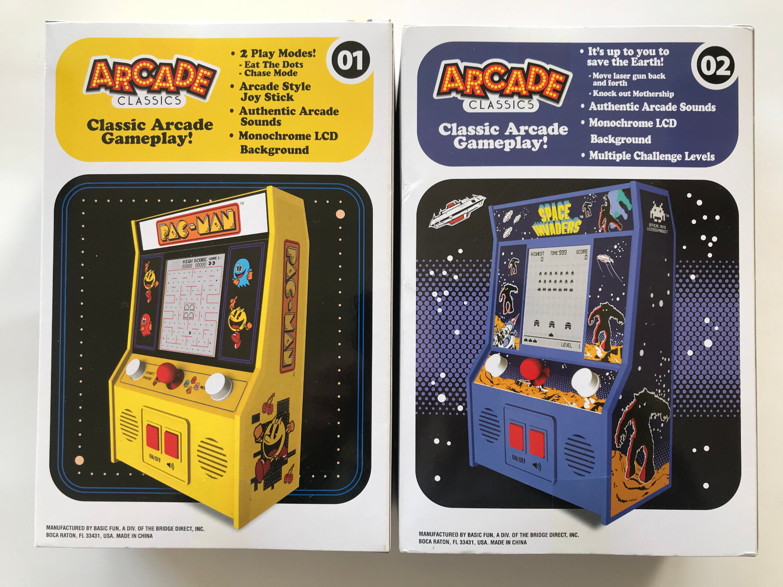 2 Bridge Direct Basic Fun Arcade Classics 01 Pac-Man 02 Space Invaders 2016 NEW