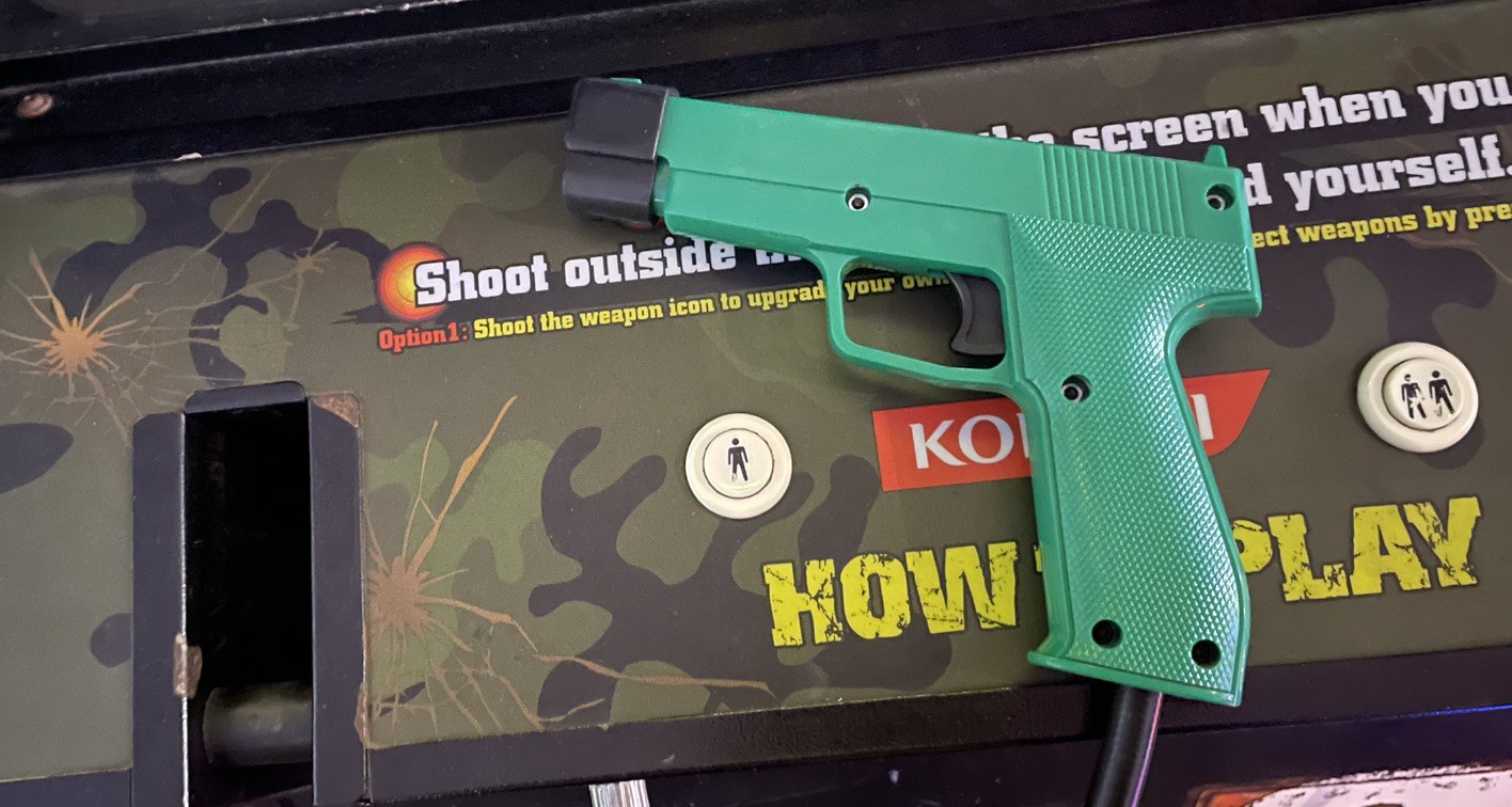 Rare HTF Working Konami Warzaid Arcade Shooting 2 Player Gun Video Game