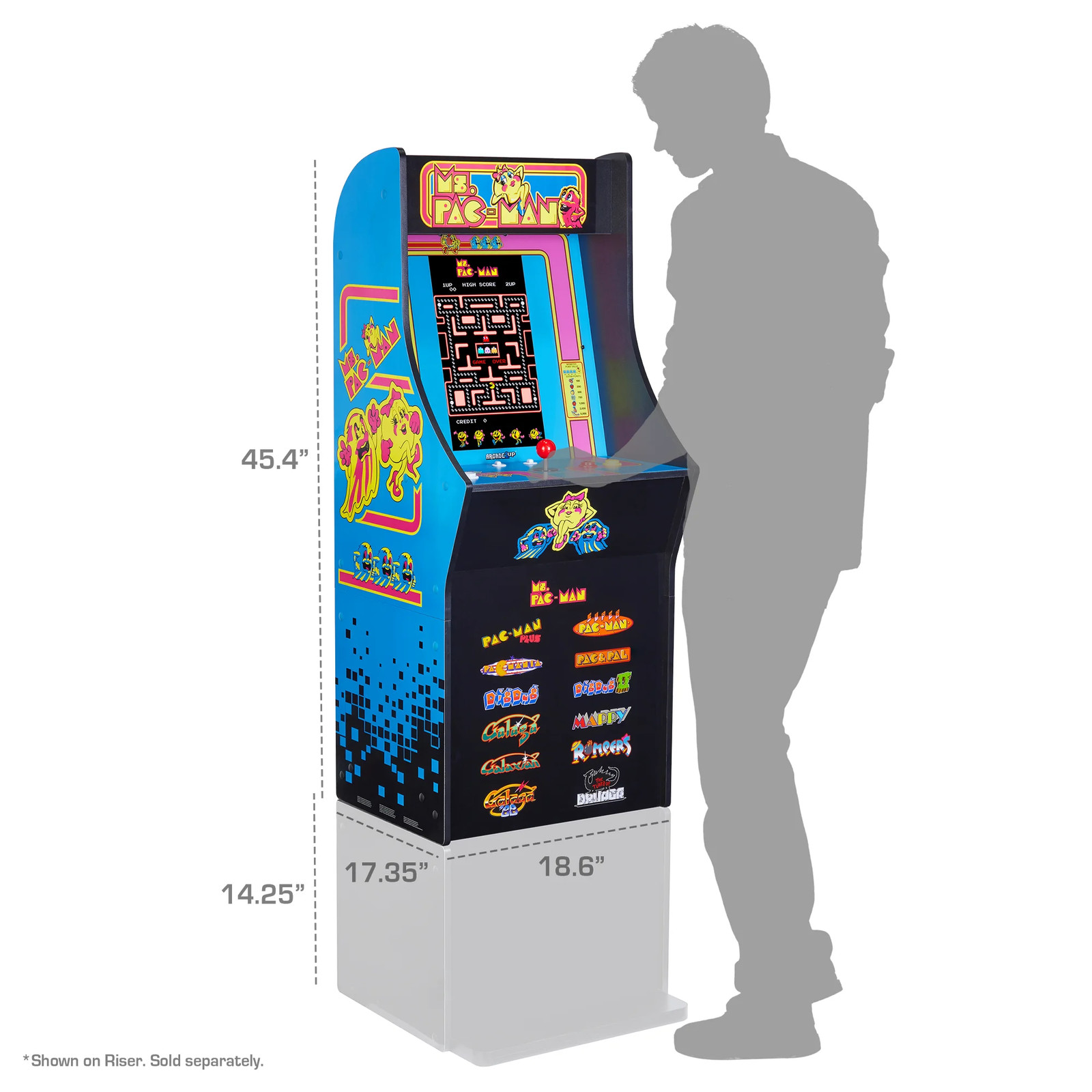 Arcade1Up Ms. Pac-Man Classic SE Arcade Machine and Classic SE 14.25″ Riser