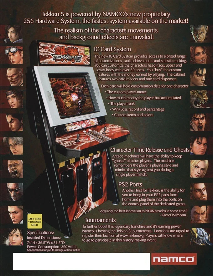 Namco Tekken 5 Dark Resurrection Updated Arcade Cabinet Machine – Works Great