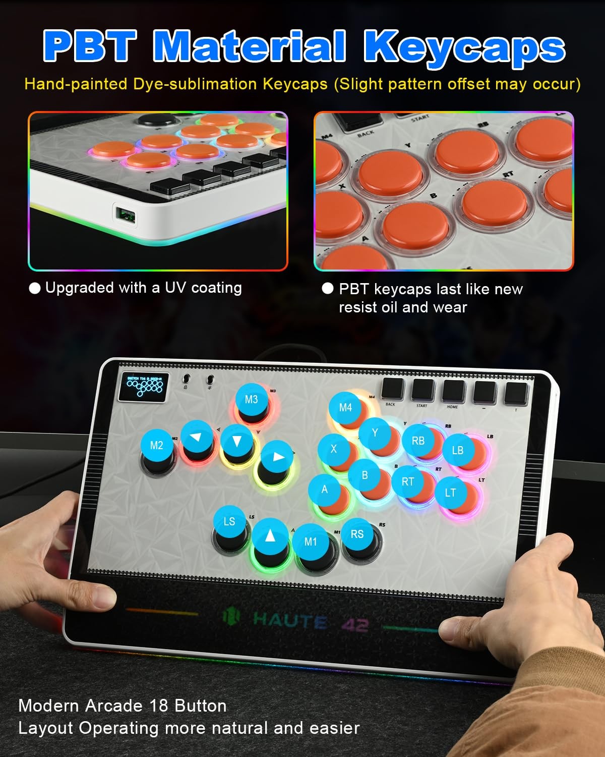 Haute42 Leverless Controller Arcade Stick: C-AT White