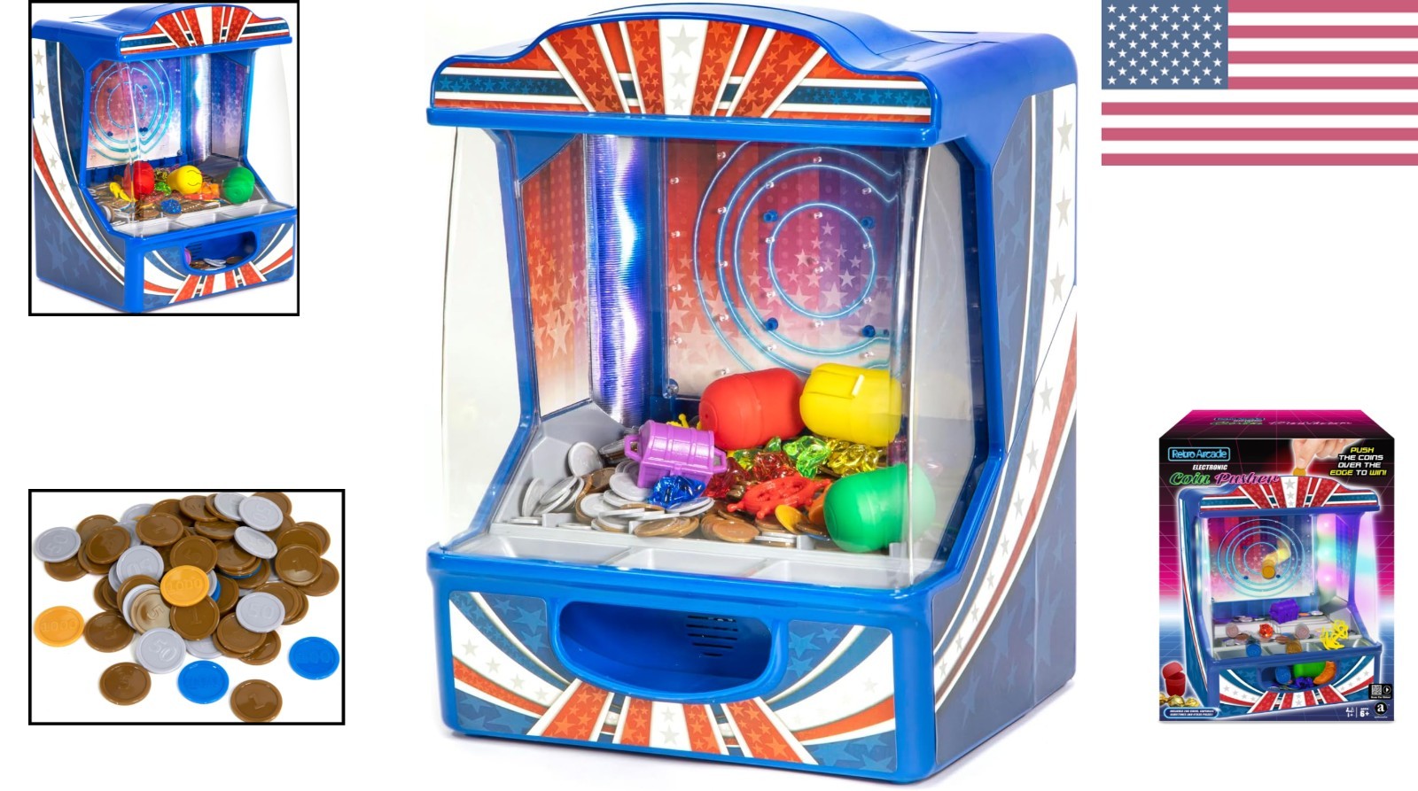 Retro Arcade Electronic: Coin Pusher – Tabletop Game, Push The Coins Over The…