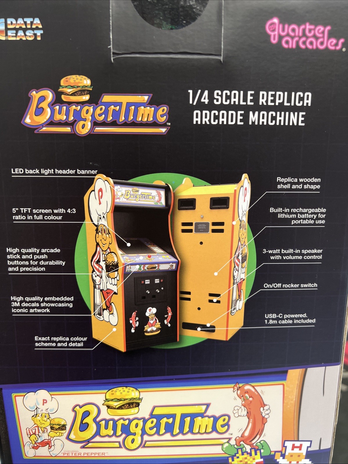 Numskull Quarter Arcades – Burger Time Mini Arcade – 1/4 Scale Original ROM