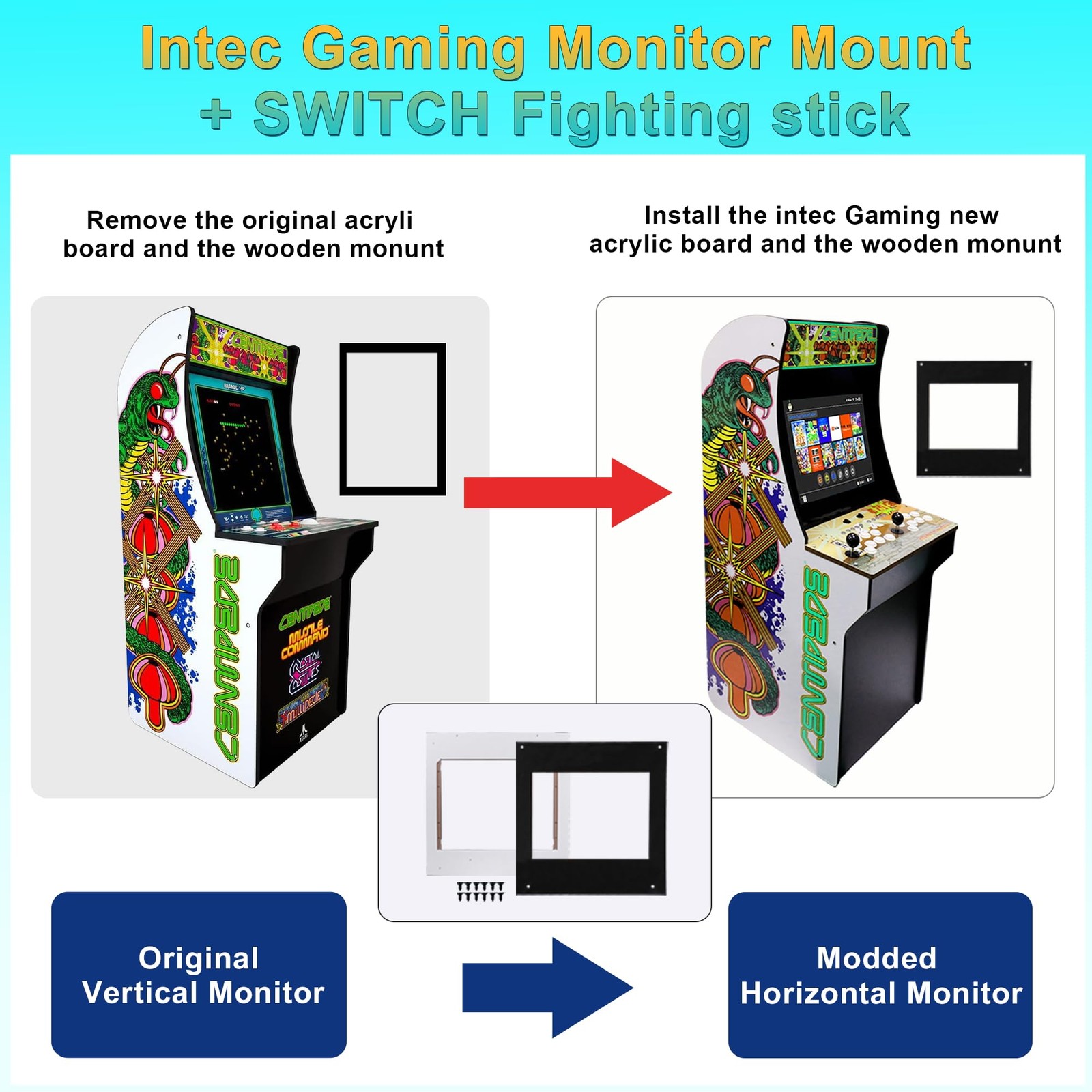 Switch Fighting Stick for Arcade1Up Cabinet, Play Your Switch Arcade Stick on…