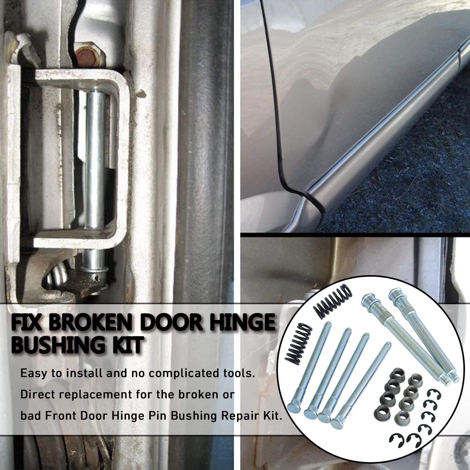 Door Hinge Pin Bushing Repair Kit with Spring Tool for Chevy GMC C1500 C2500 K15