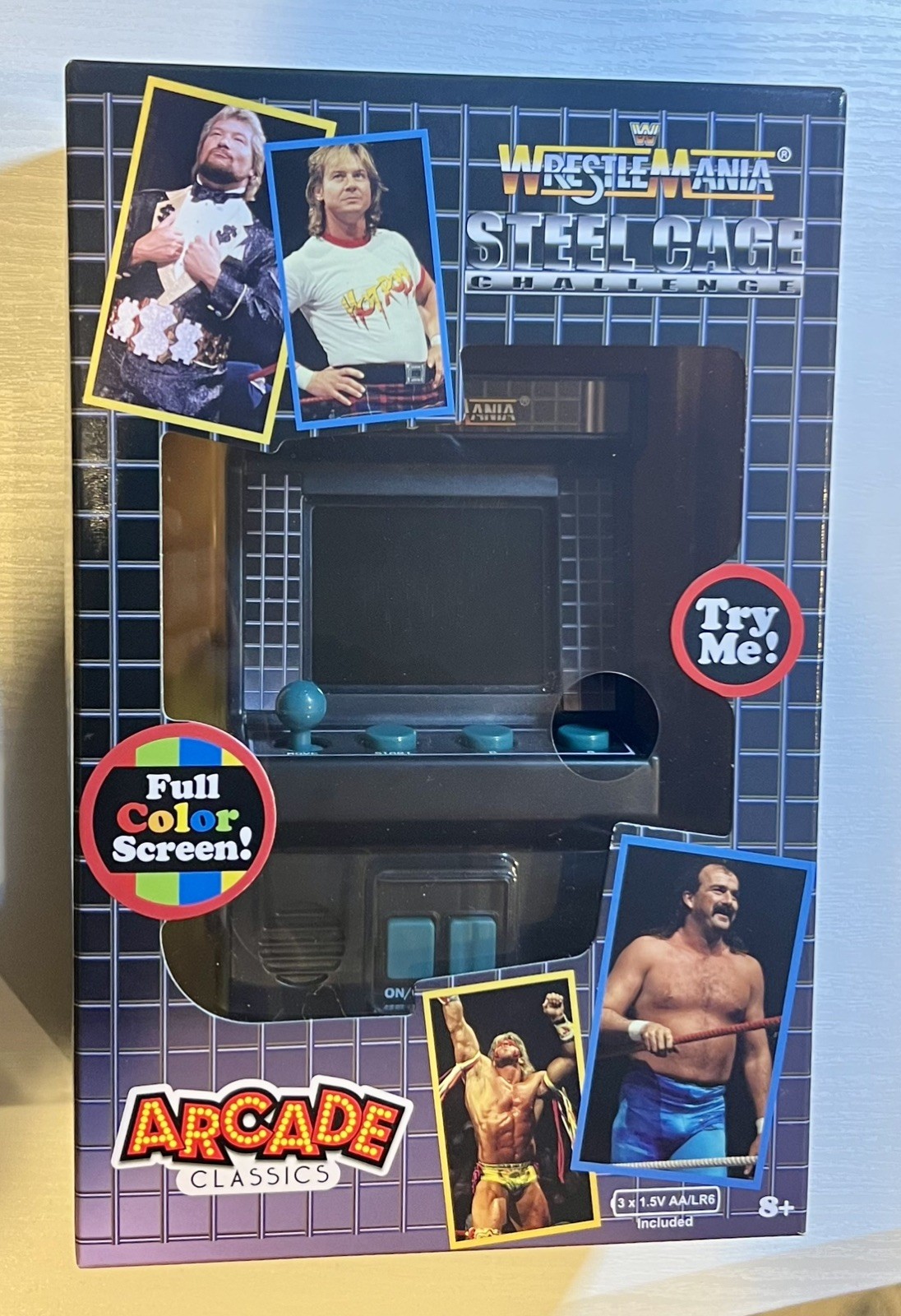 New Sealed WWE Wrestlemania Mini Arcade Full Color Steel Cage NIB Mint!