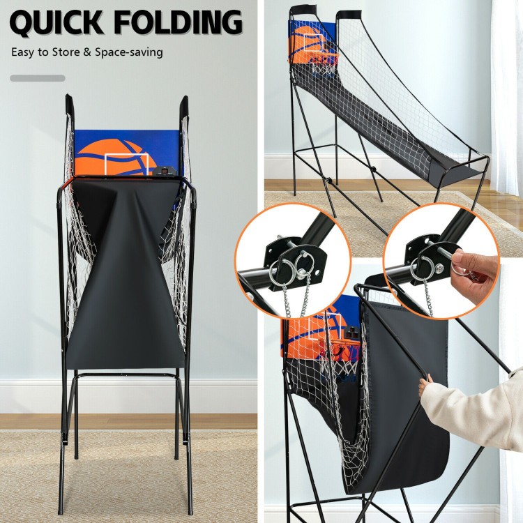 Foldable Single Shot Basketball Arcade Game with Electronic Scorer