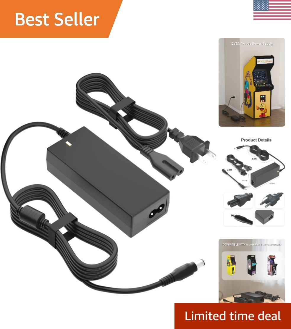 12V Power Cord Compatible with Arcade1up Game Machine Arcade 1up All Riser Co…