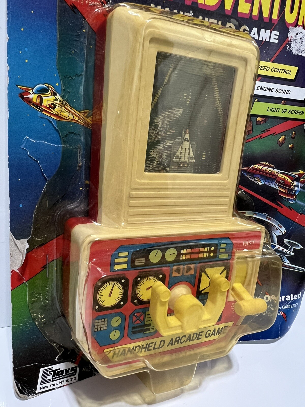Vintage 1990 Soma Space Adventure Handheld Arcade Game On Damaged Opened Package