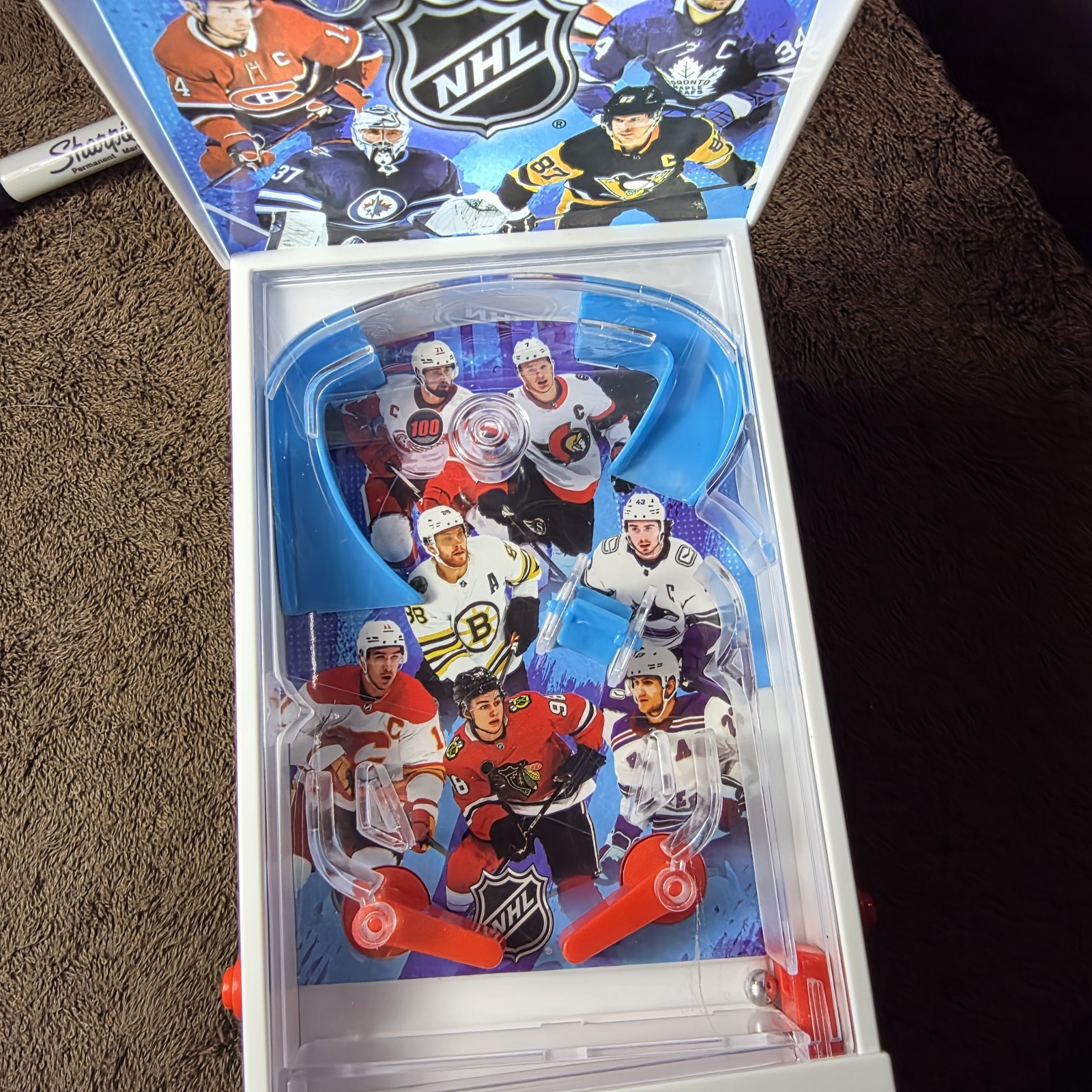 Merchant Ambassador NHL Hockey Mini Arcade Pinball Electronic Tabletop Toy Game