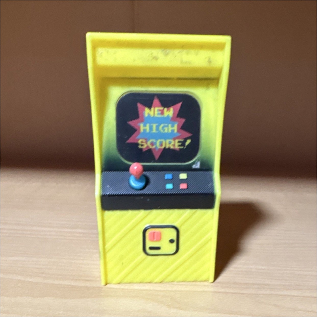 Mini Yellow Arcade Cabinet Collectible Video Game Machine – New High Score!