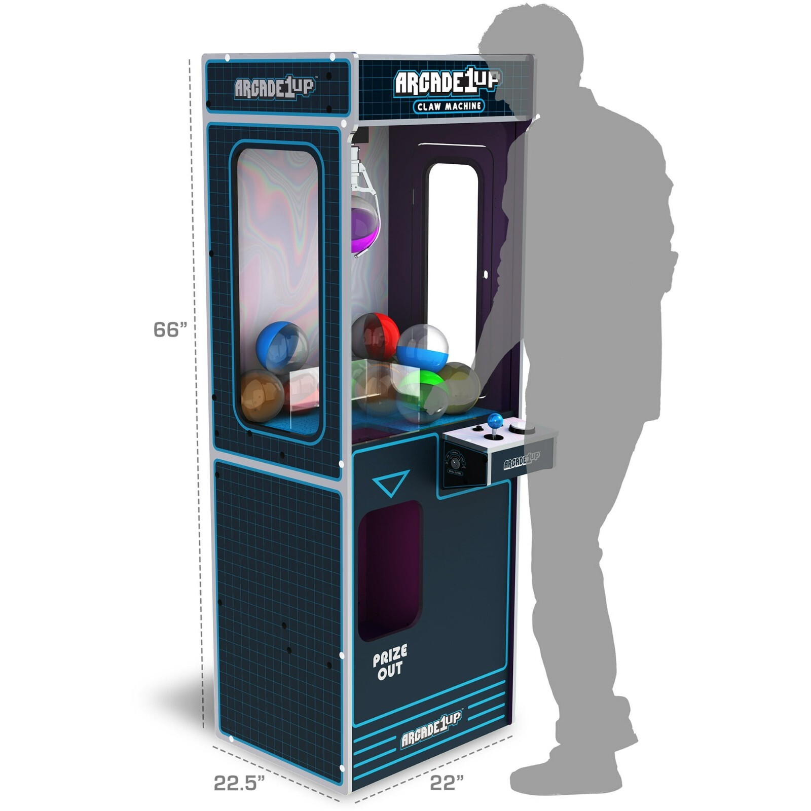 Arcade1Up Full-Size Claw Machine Light-Up Marquee Arcade Prizes