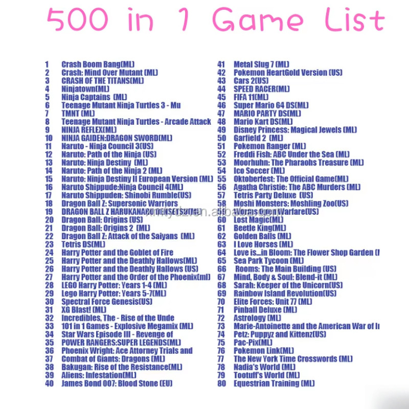 500 IN 1 for Nintendo DS Video Game Cartridge Only Test Working