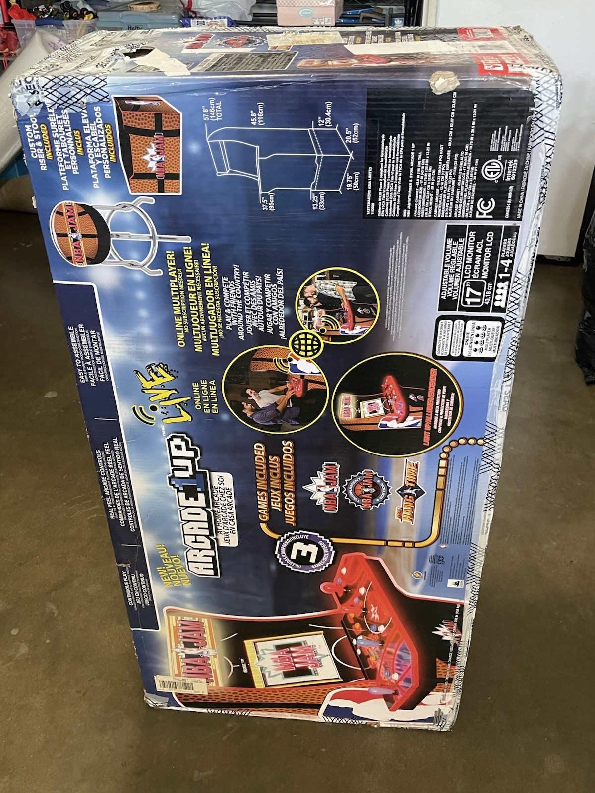 Arcade1up NBA Jam Arcade 4 player Machine w/Stool NBA Hangtime TournamentEdition