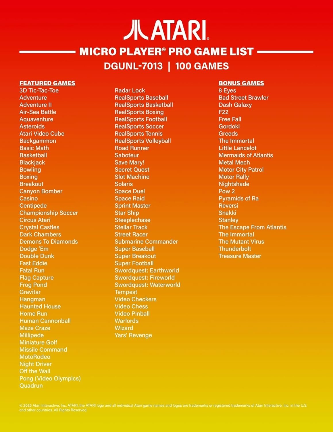Retro Gaming Fun: Atari Micro Player Pro, 100 Classic Titles