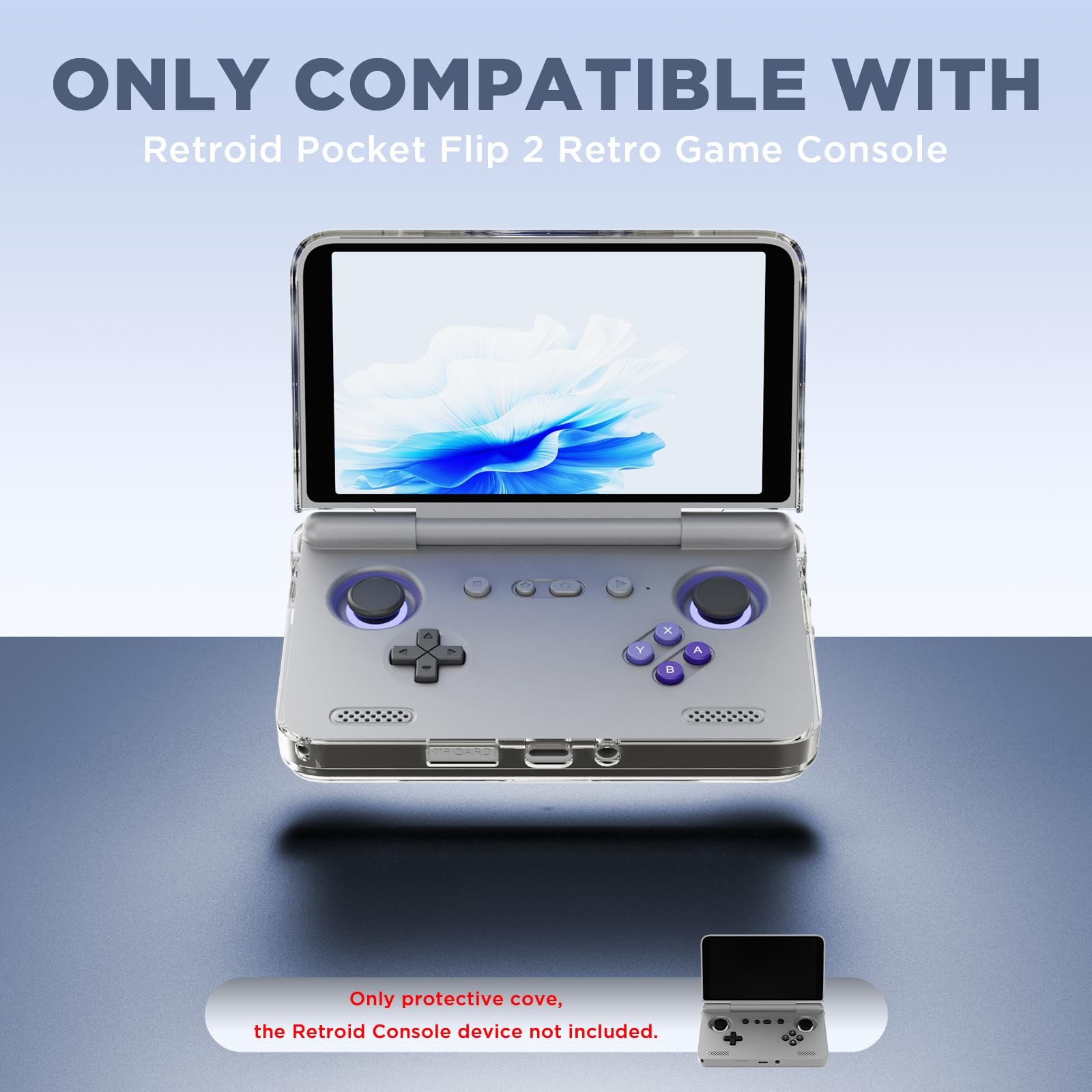 for Retroid Pocket Flip 2 Retro Game Console Protective Case,Clear Clear Gray
