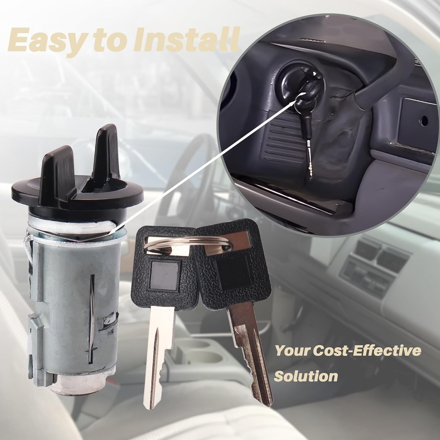 Ignition Switch Lock Cylinder & Door Lock Cylinder Set Compatible with Chevy