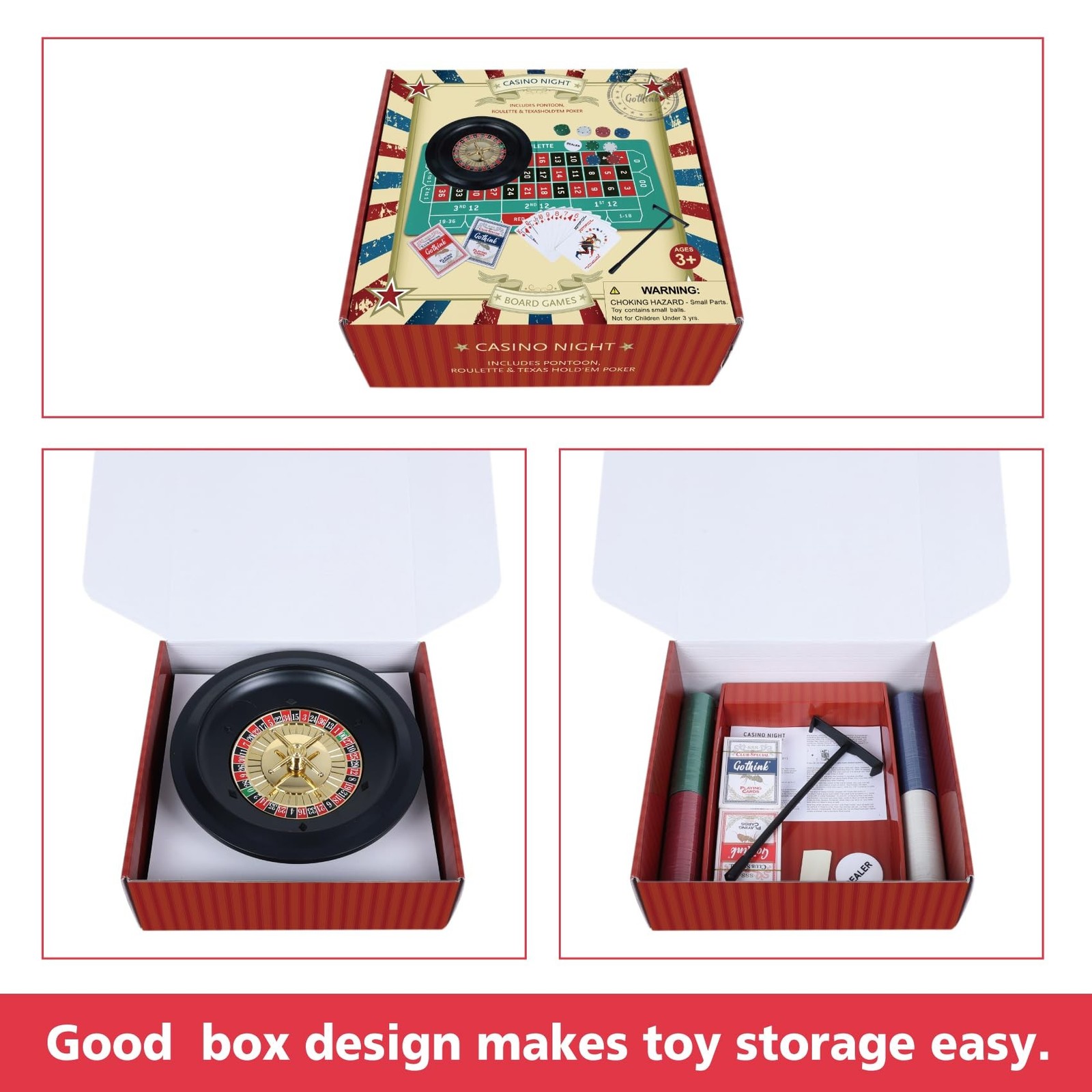 GOTHINK Roulette Wheel Game Set, Includes 10-inch Gambling Wheel, 200 Chips, …