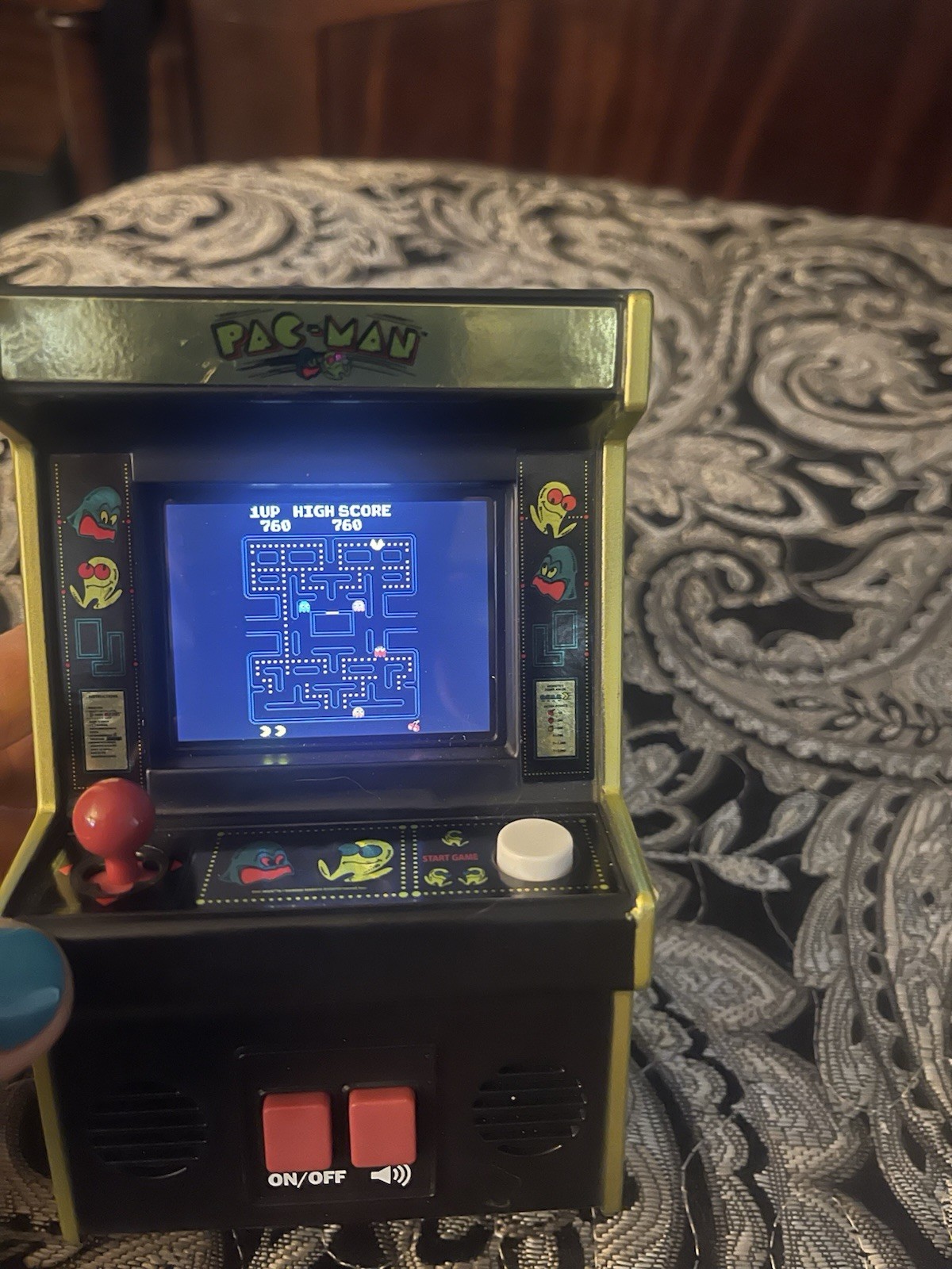 PAC-MAN Color Retro Mini ARCADE CONSOLE w/ Sound 40th Anniversary Gold Trim Used