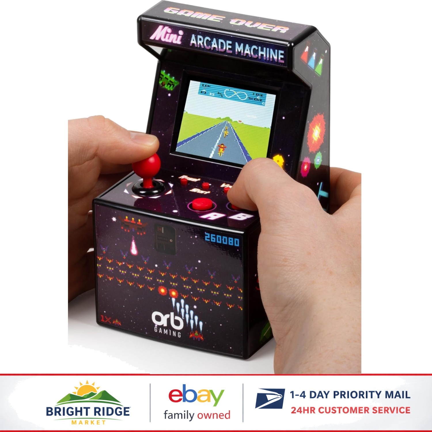 Handheld Retro Games Console with Joystick and Built-in 8-Bit Arcade Games