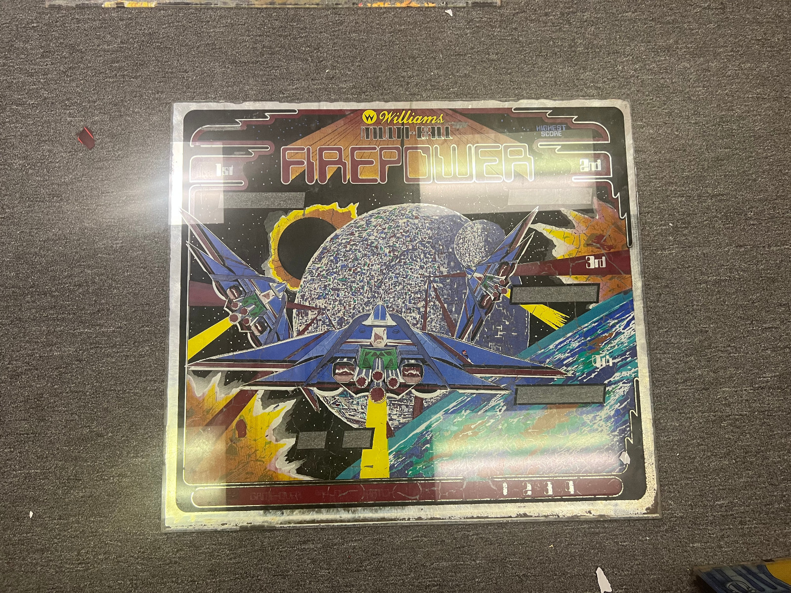 FIREPOWER Pinball BACKGLASS by WILLIAMS 1980