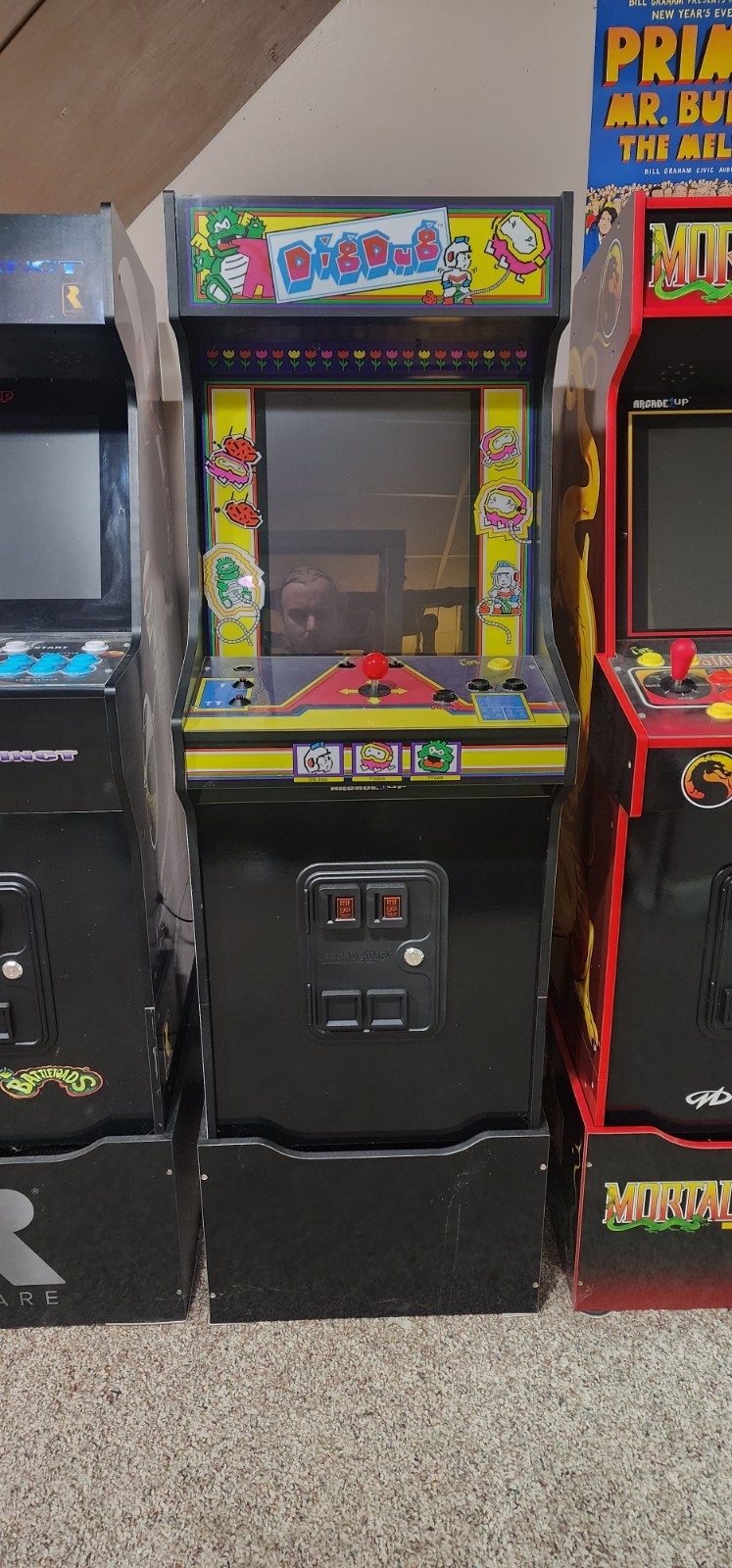 Arcade1Up Dig Dug Bandai Namco Legacy Edition Arcade With Riser and stool