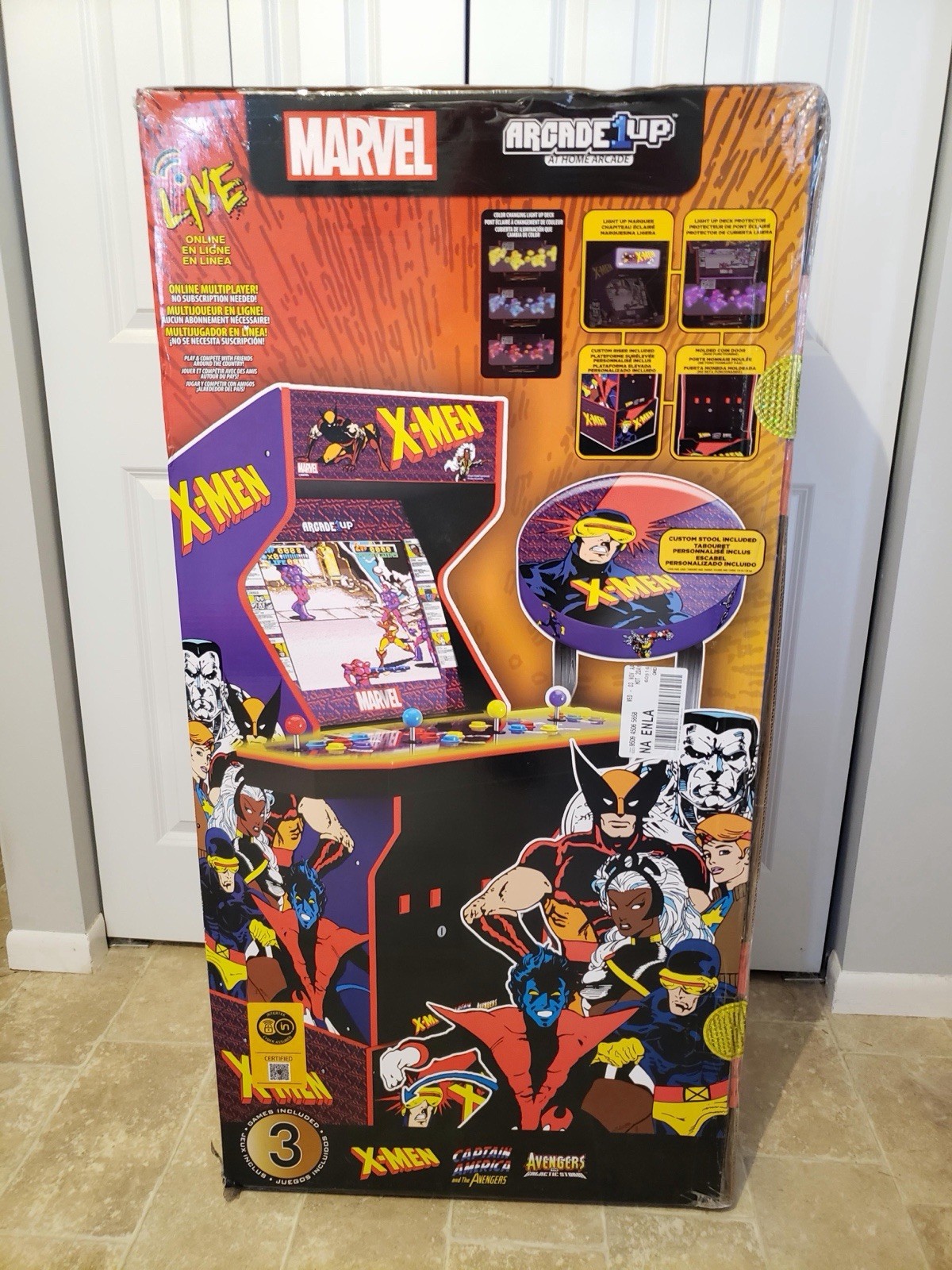 MARVEL Arcade1up X-MEN (4-player) w/stool & riser! GOLD SEALED!! Arcade Game 1up
