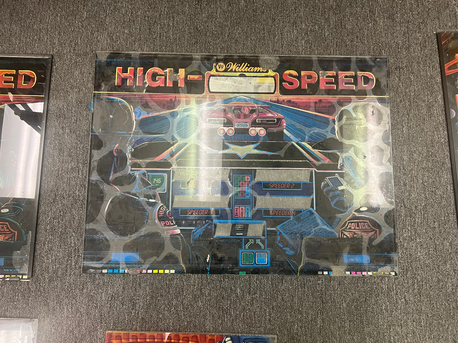 HIGH SPEED Pinball BACKGLASS by WILLIAMS 1986