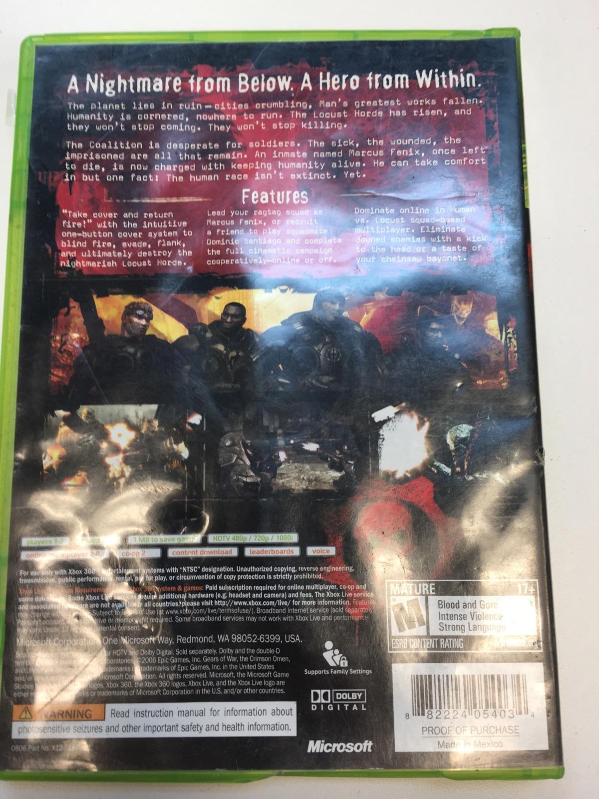 Gears of War Xbox 360 Game – FREE & FAST SHIPPING