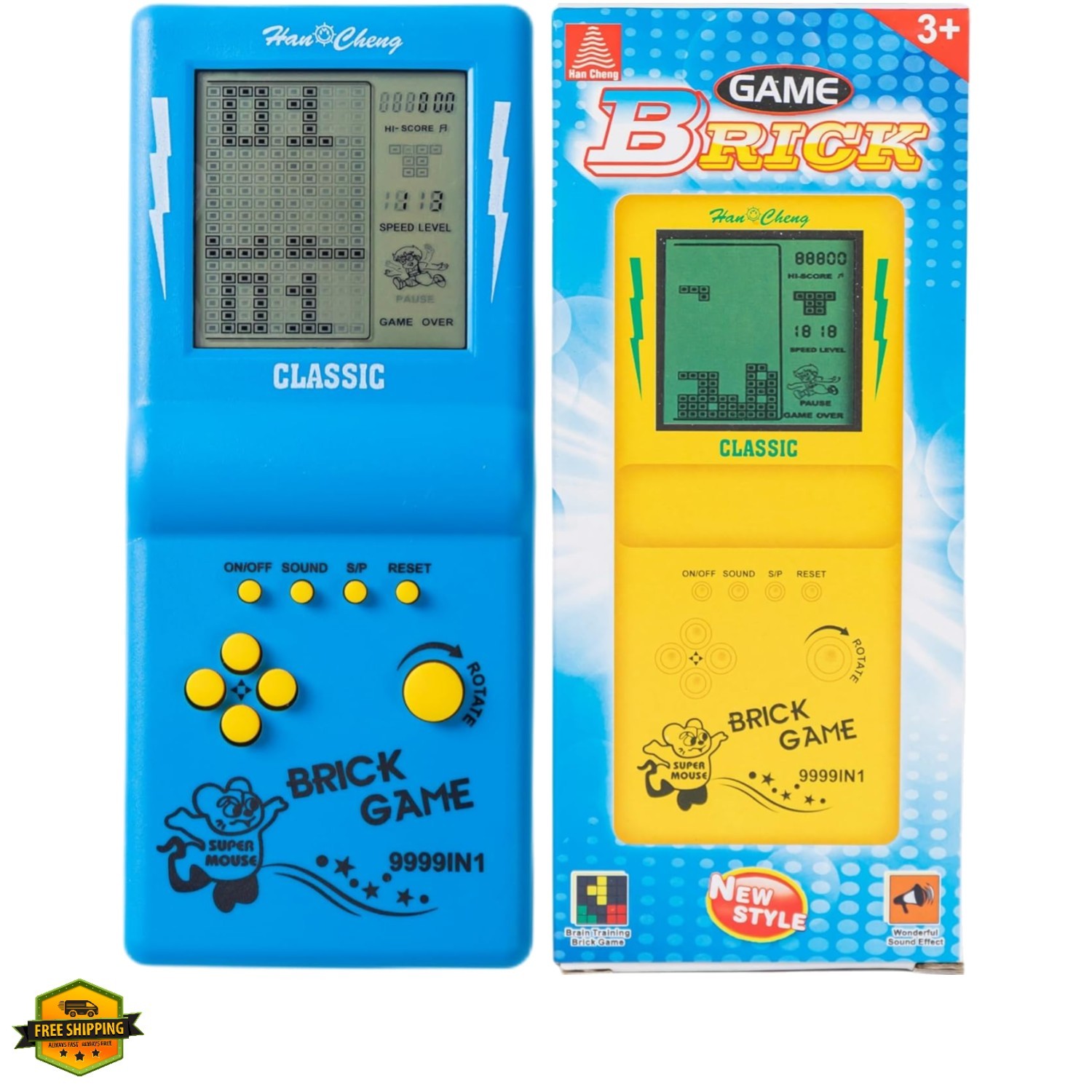 Retro Handheld Brick Game Console,Tank/Racing/Building Block Game,3.5-inch La…