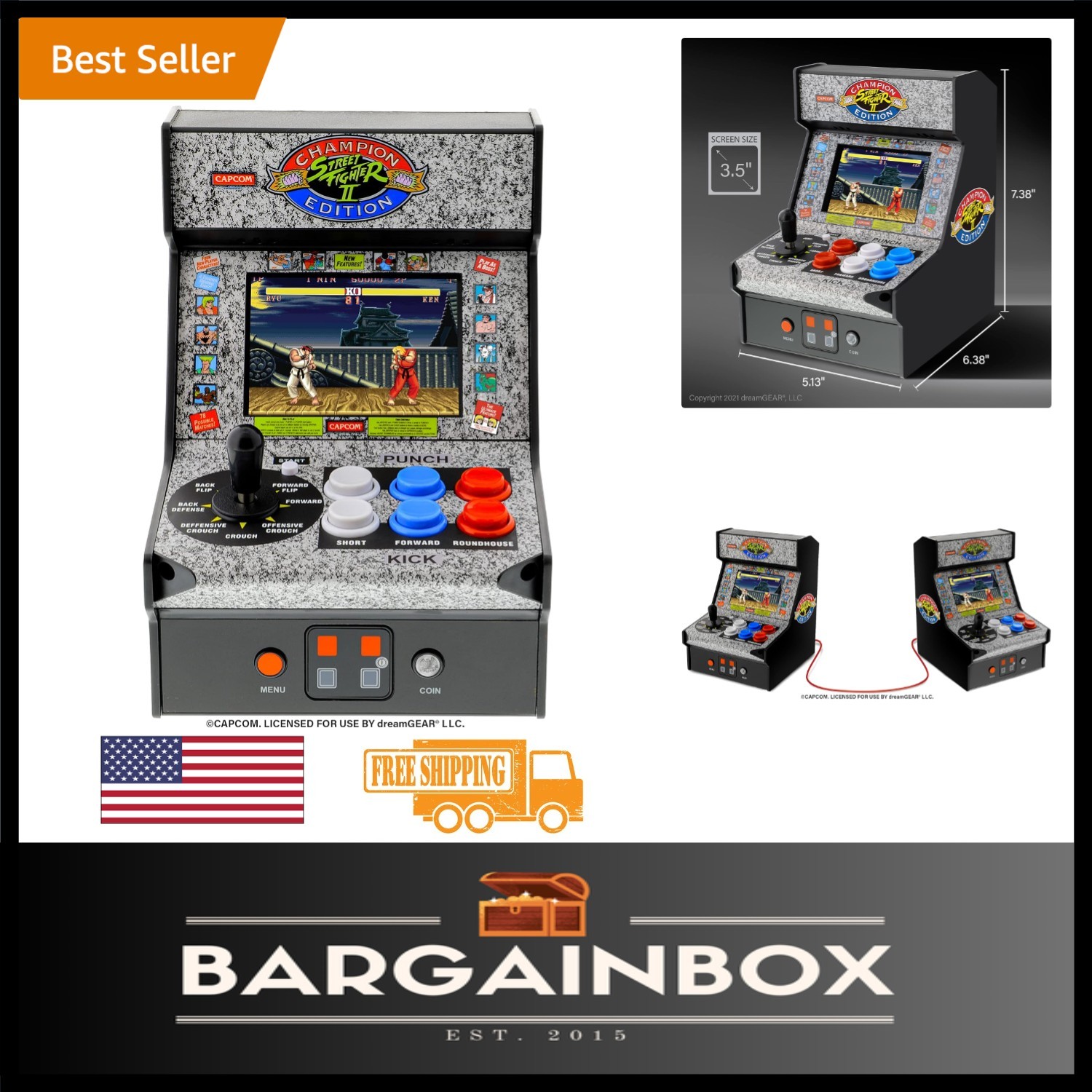 Portable Street Fighter II Champion Edition Mini Arcade – USB & Battery Powered