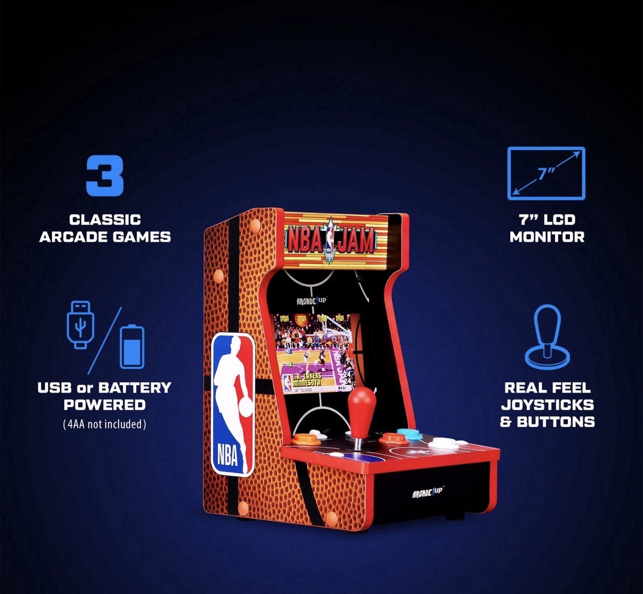 Arcade1Up NBA JAM Countercade Arcade w/3 Games, 7″ LCD Screen (Open Box)