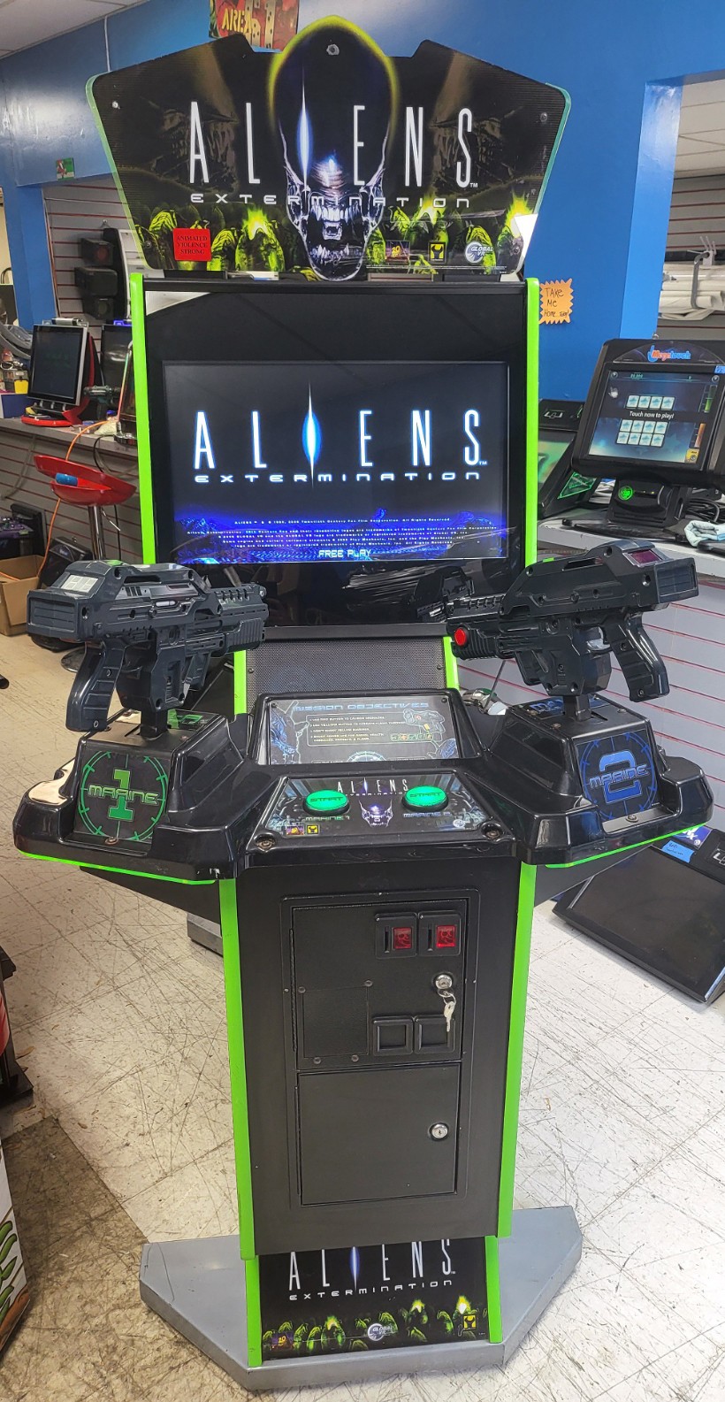 ALIENS EXTERMINATION Full Size Arcade Gun Shooting Video Game Machine – 27″ LCD