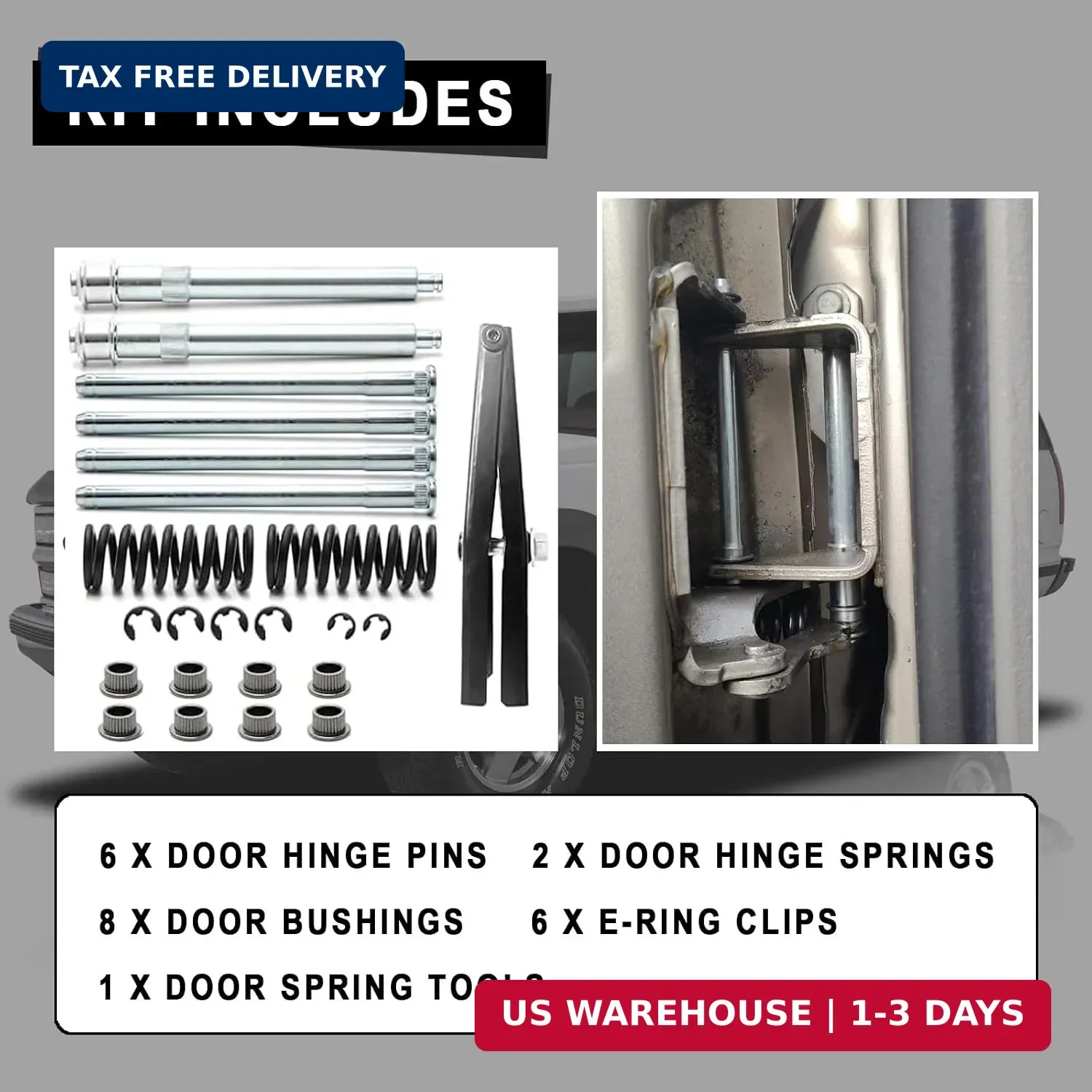 1 Set Door Hinge Roller Pin Door Hinge Pin and Bushing Repair Kits And Springs T
