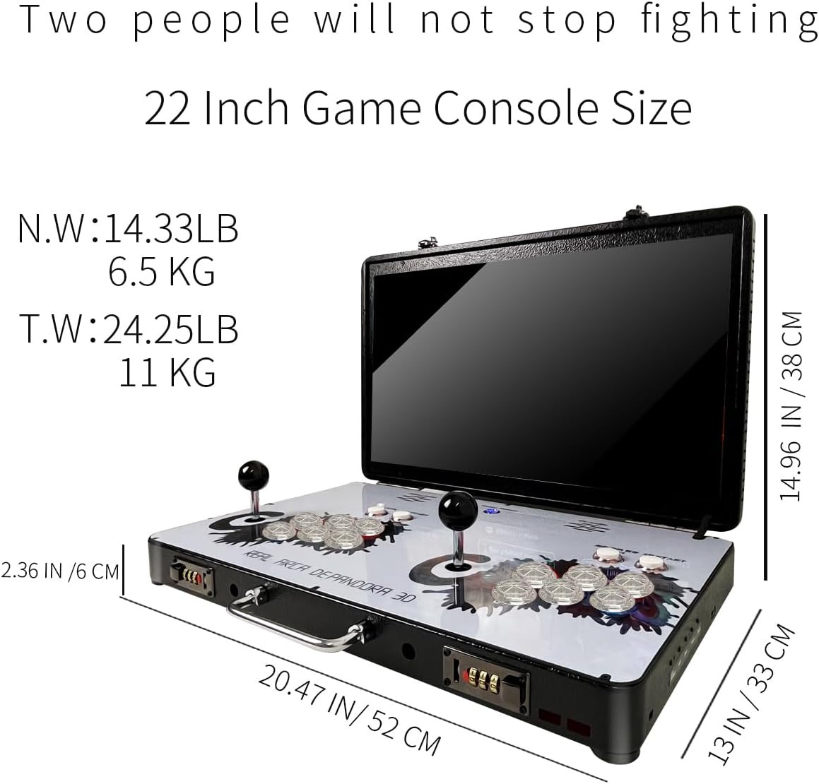 Portable 20000 in 1 Metal Box 3D Arcade Game Console, 22 Inch Screen Retro Elect