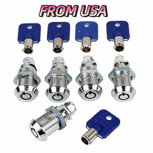 5PCS Arcade game Machine Cash Door Tool Box Tubular Cam Lock Keyed alike 7/8″(M)