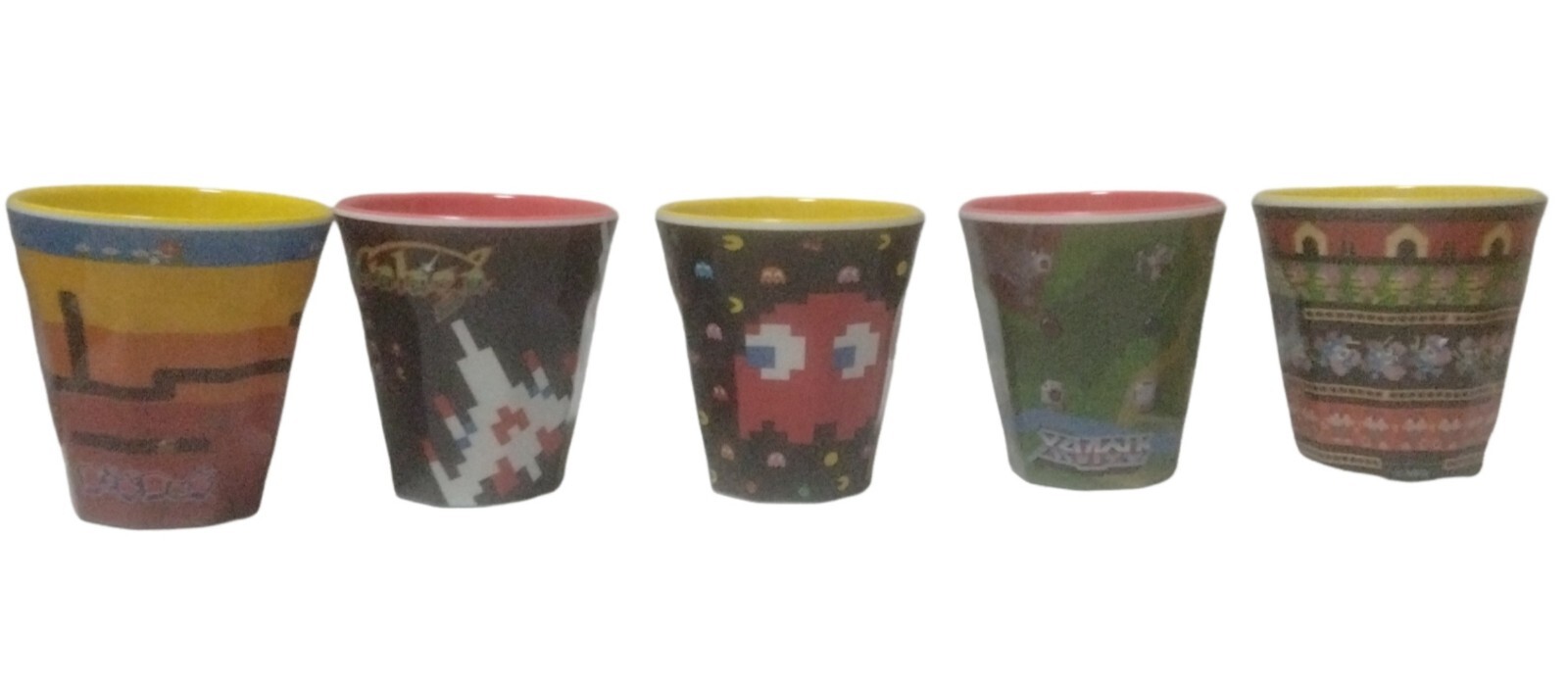 Bandai Pack Man xevious 5 set melamine cup 80s arcade game　game center japan