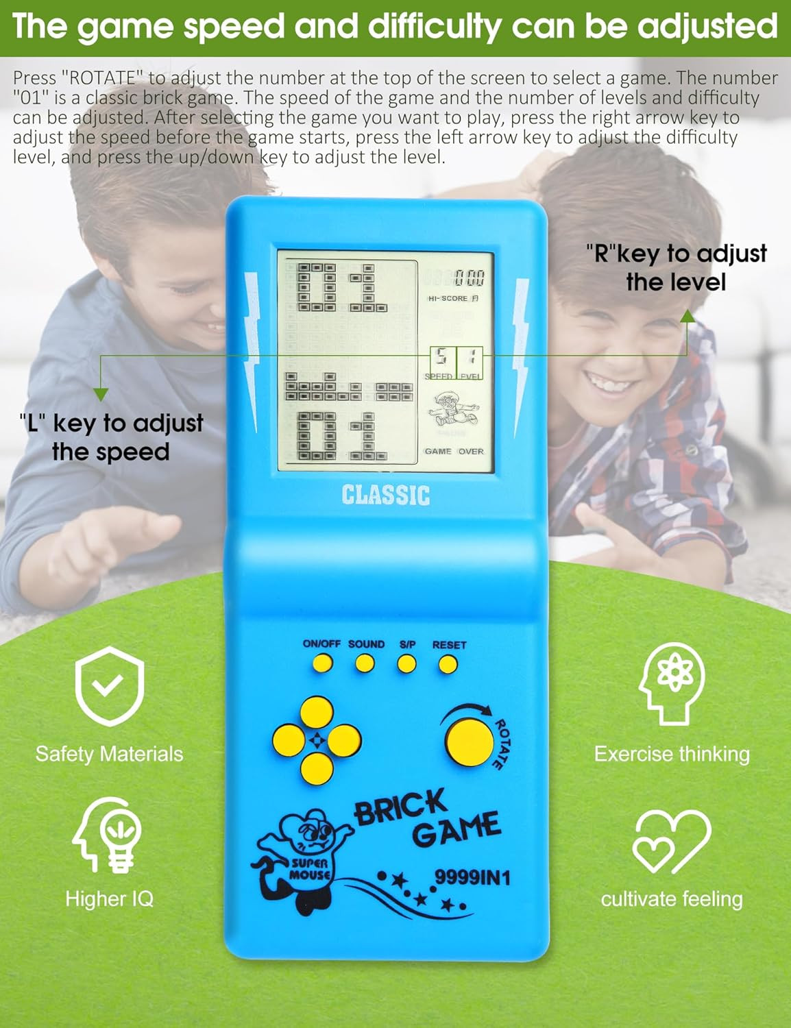 3.5-Inch Large Screen Retro Brick Game Console for the 80S/90S Building Block Ra