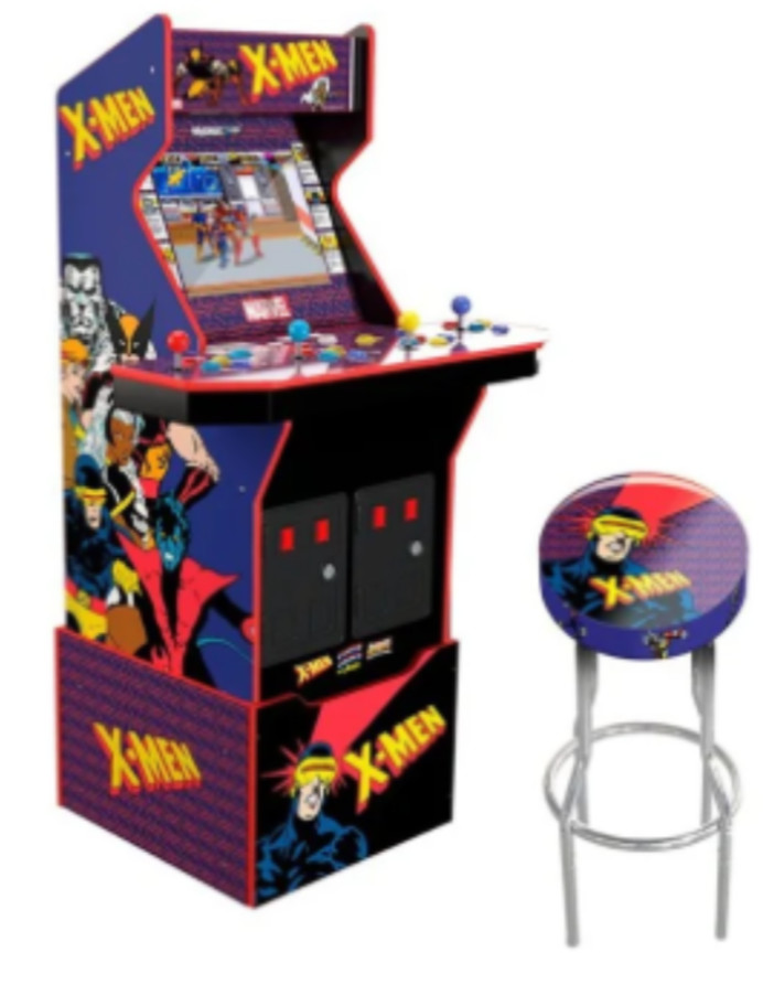 1Up X-Men 4 Player Arcade game complete (with Riser & Stool) – 1992