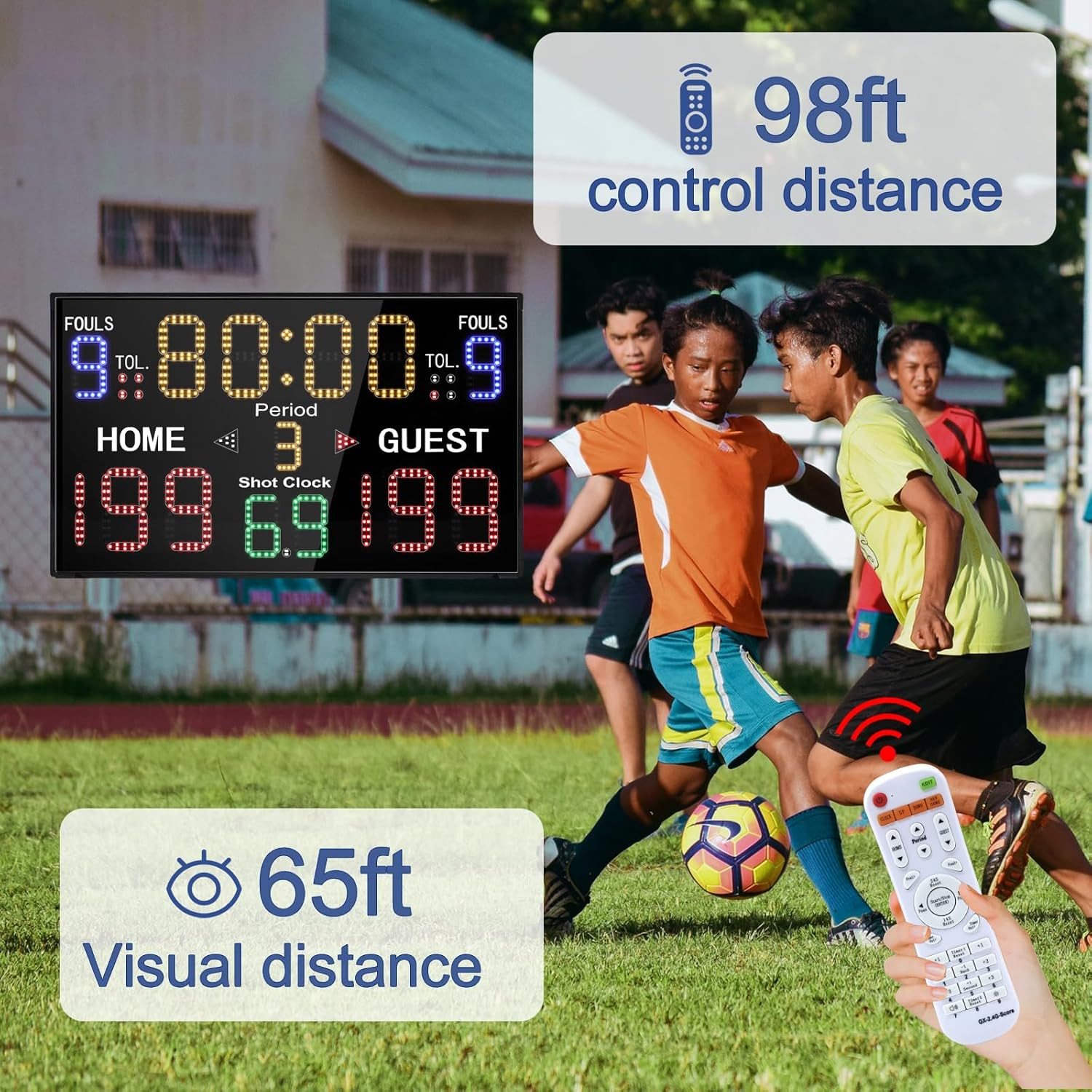 Digital Basketball Scoreboard with Shot Clock & Remote – Battery Powered