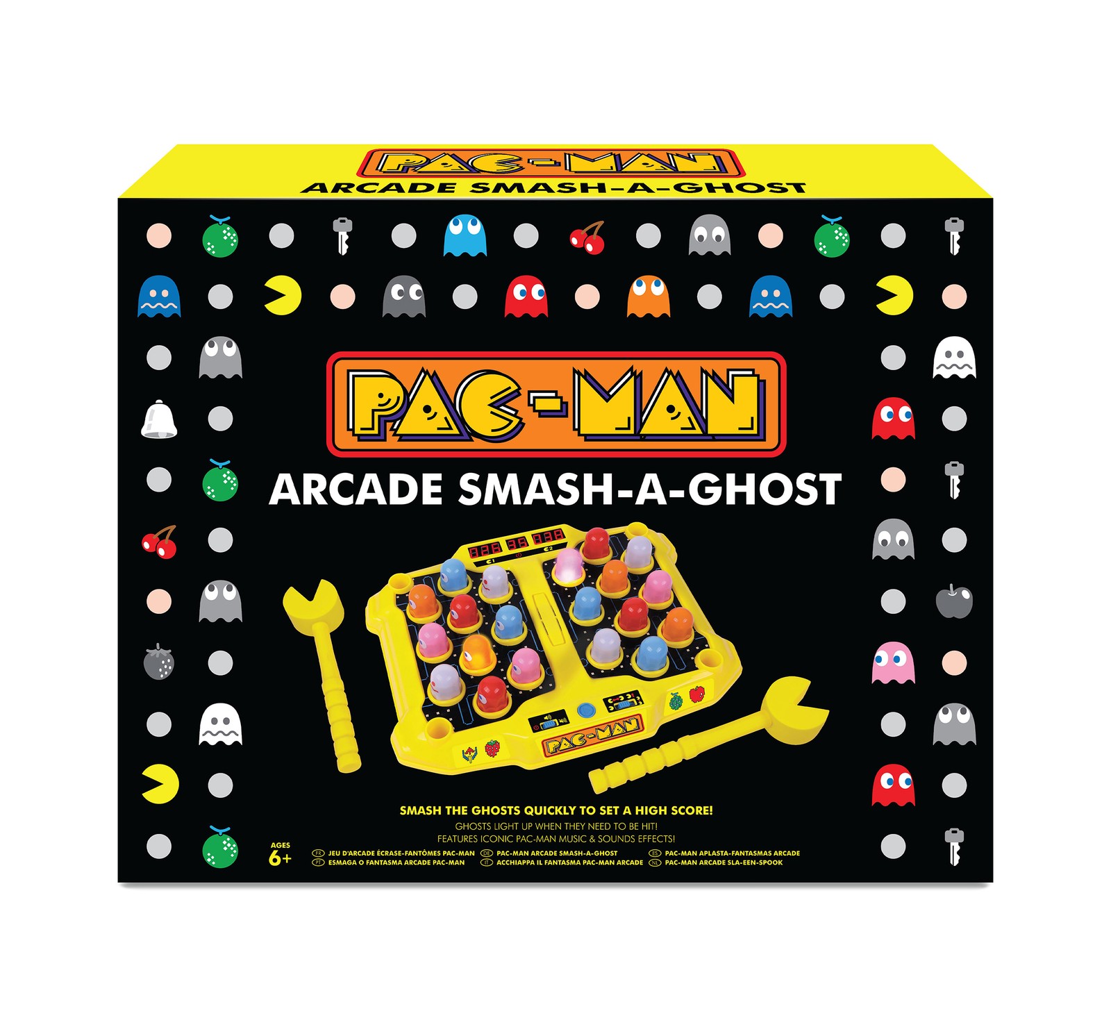 Pac-Man Arcade Smash-A-Ghost – Premium Series, Lights & Sounds, 4 Game Modes