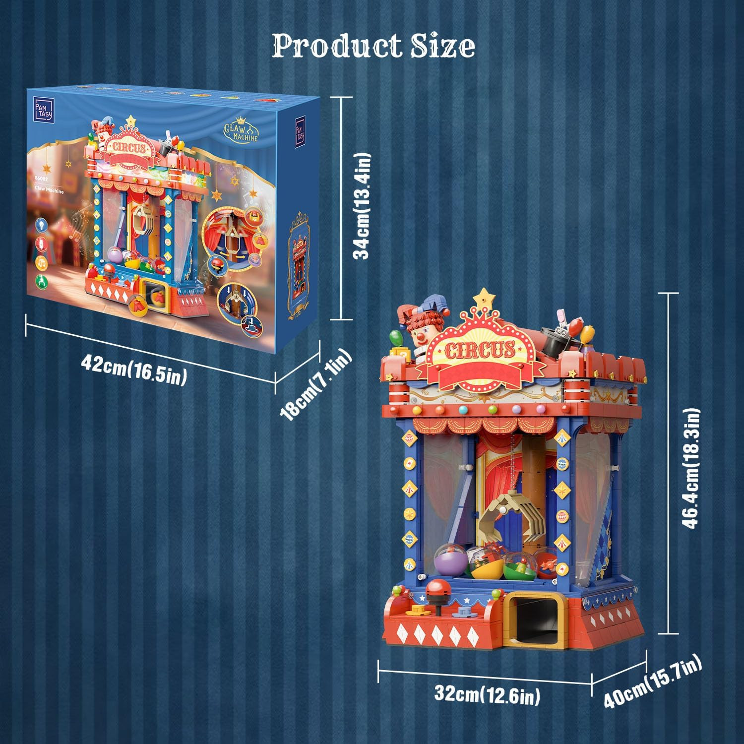 Retro Circus Claw Machine Building Kit, Arcade Style Arcade Machine Block Model