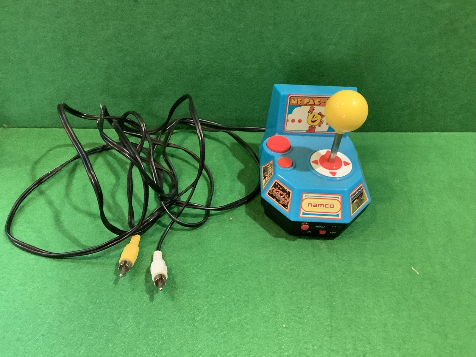 Namco Ms Pac Man Mini Arcade Game Yellow Joystick Red Buttons Blue Console