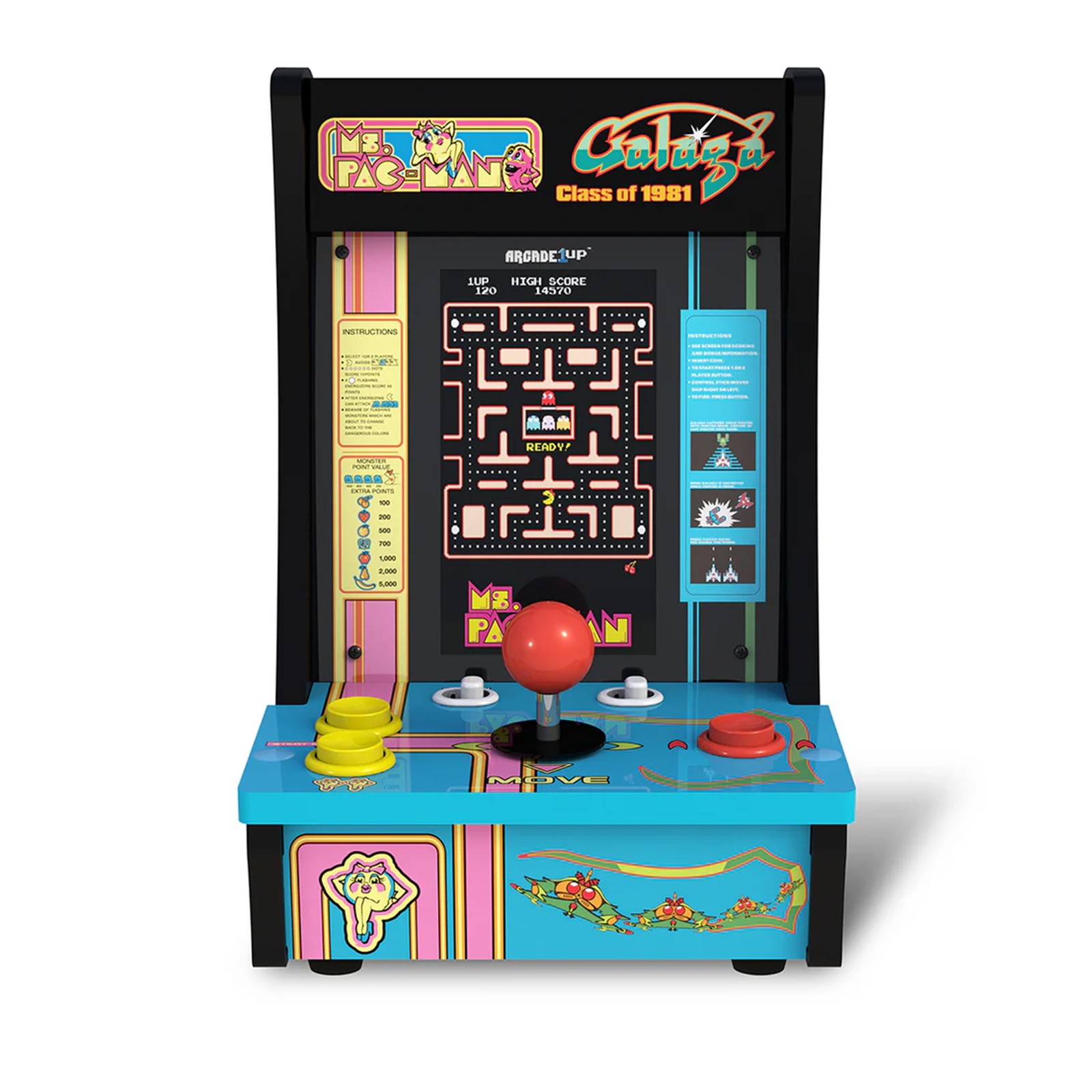 Arcade1Up Ms. Pac-Man Class of ’81 Countercade Arcade Machine with 3 Retro Games