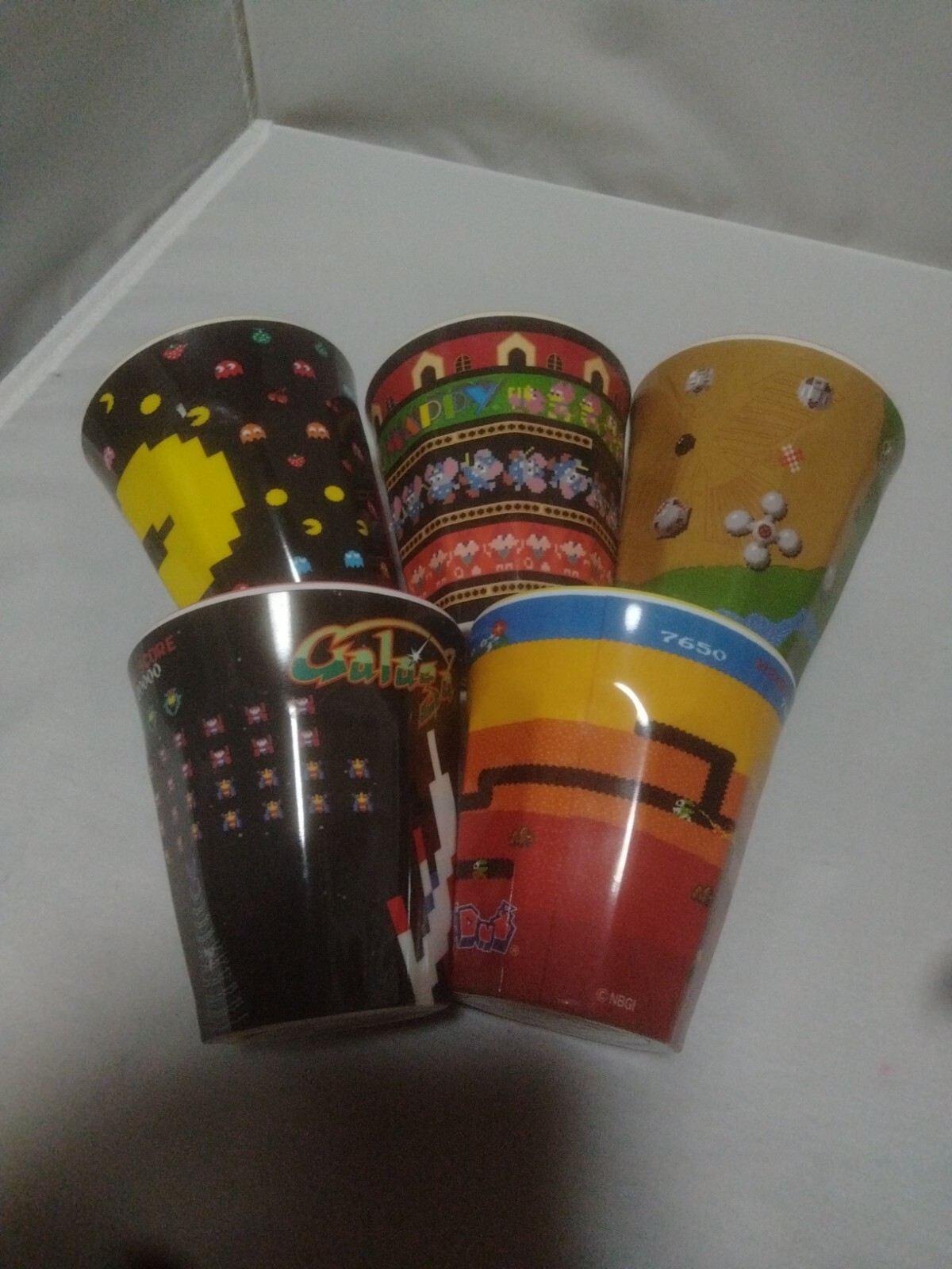 Bandai Pack Man xevious 5 set melamine cup 80s arcade game　game center japan