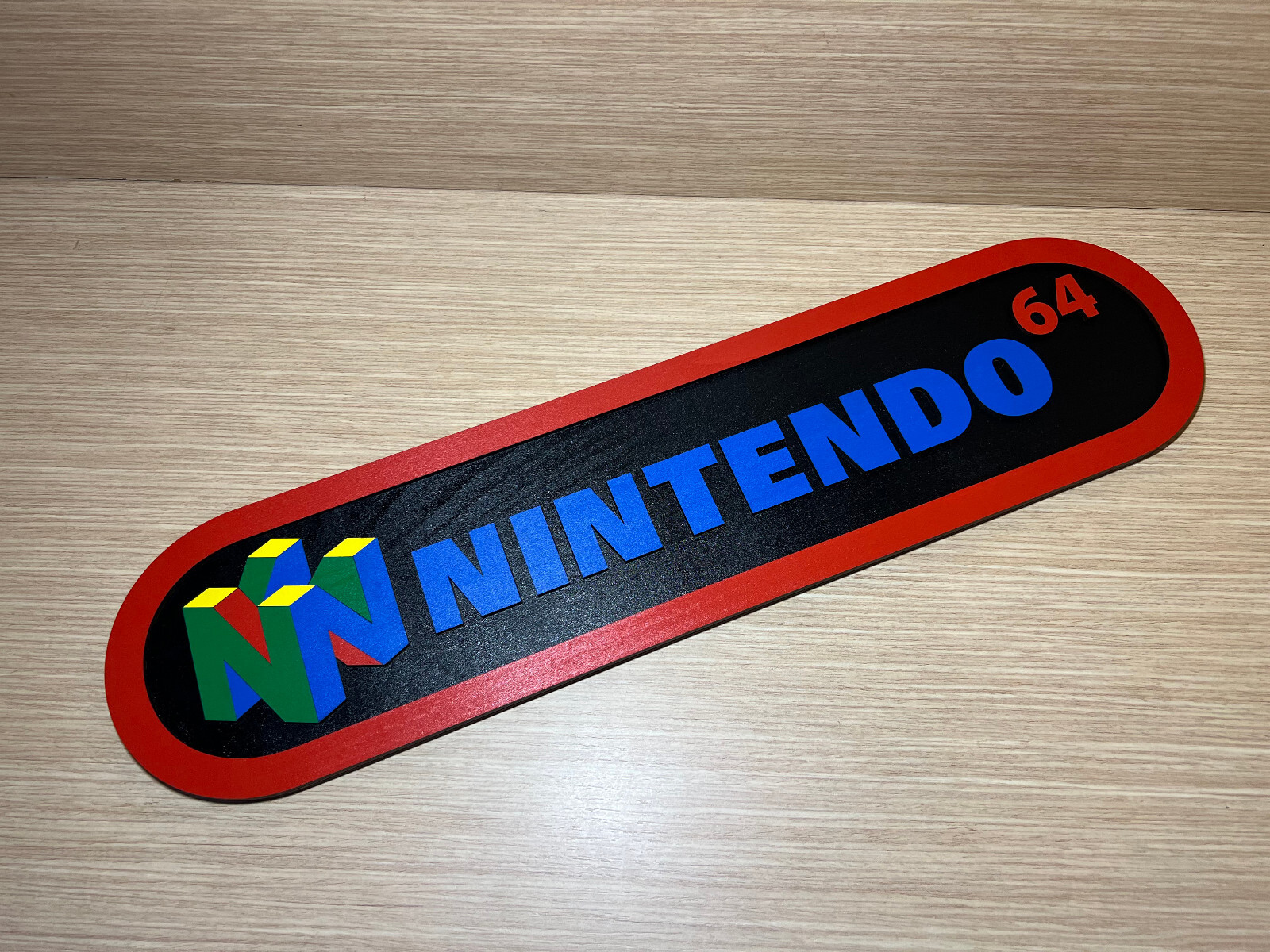 CLEARANCE Poster Logo Nintendo 64 Wood Display wall color N64 Mario Snes