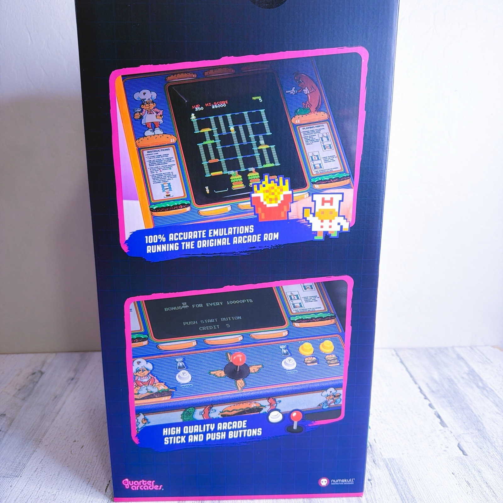 Burger Time Quarter Arcades 1/4 Scale Wooden Replica (New In Box) Original ROM